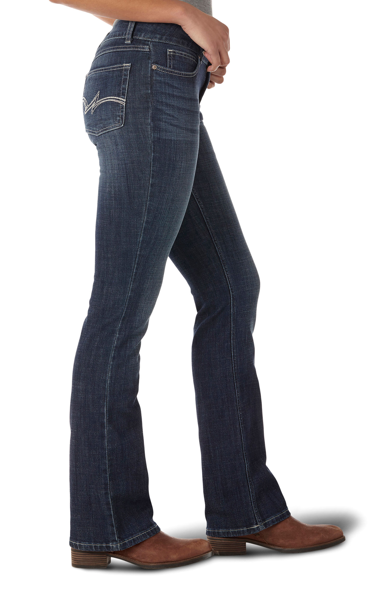 Wrangler Women's Mae Dark Wash Mid Rise Boot Cut Jeans - Image 1