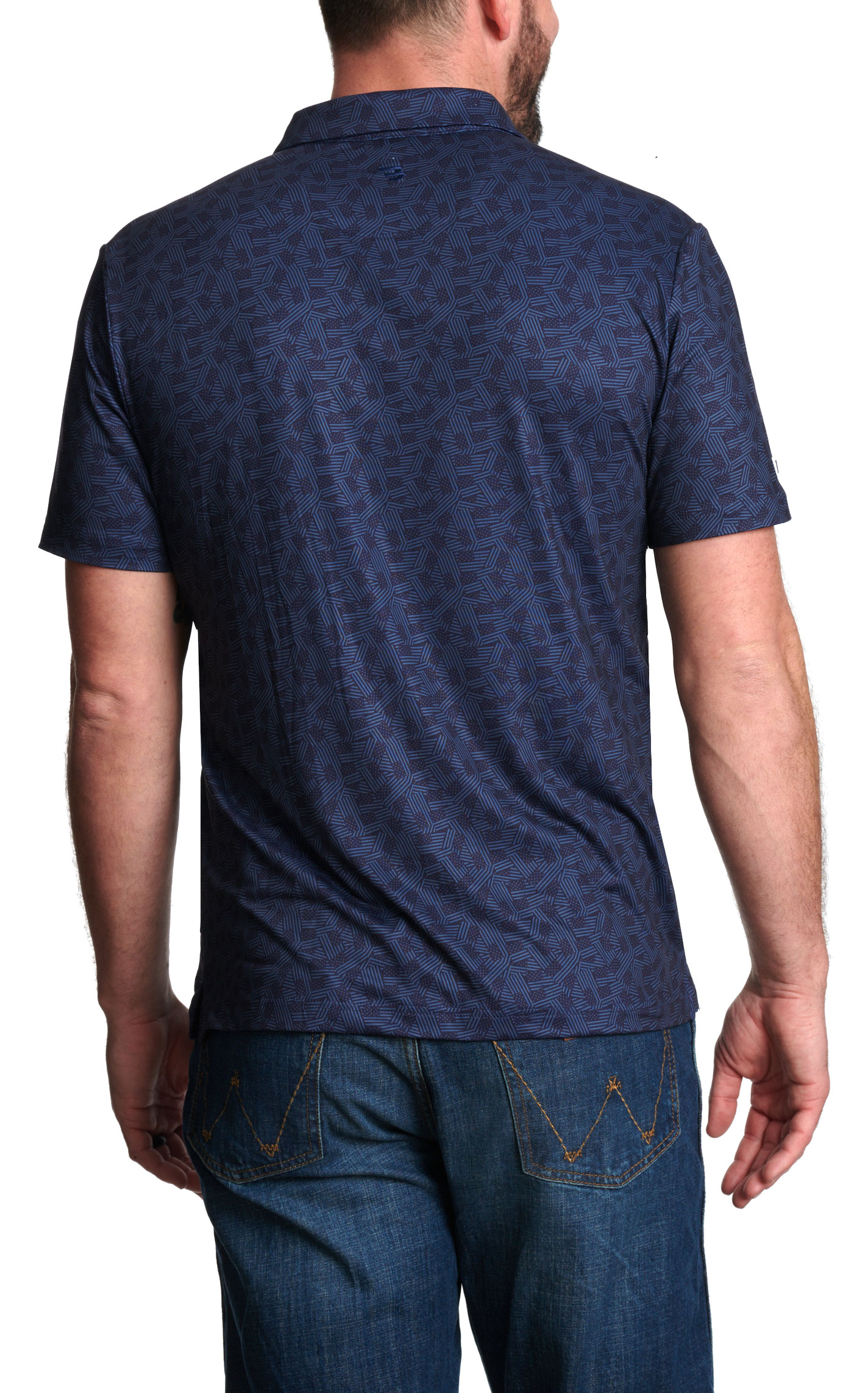 Burlebo Men's Navy Stars and Stripes Performance Polo  - Image 1