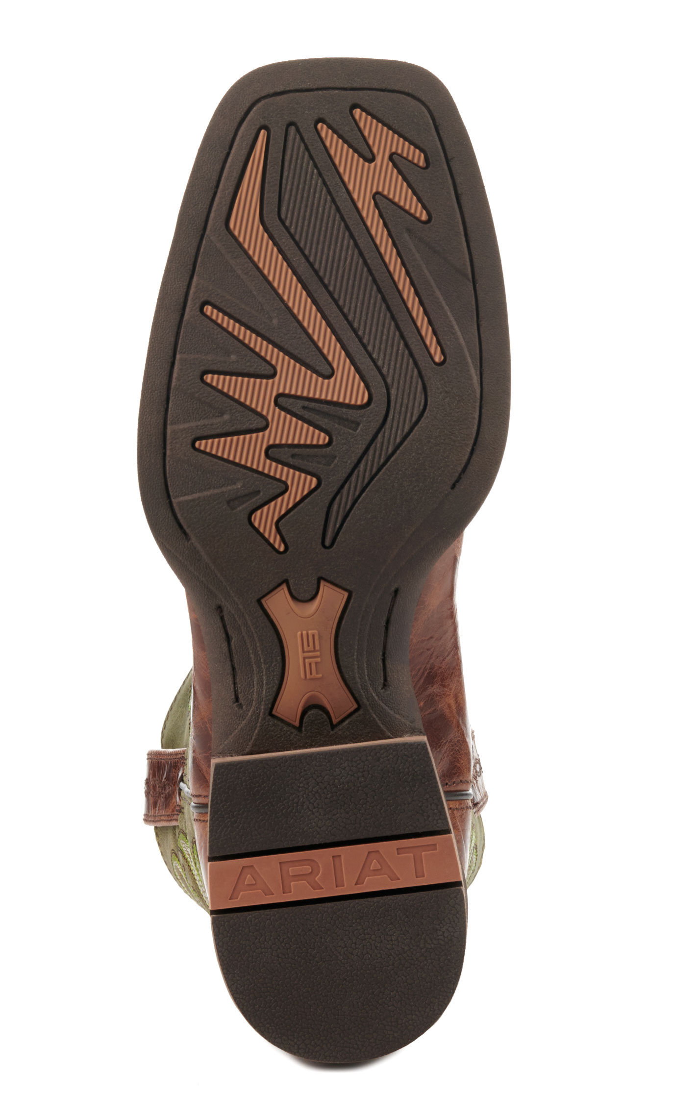 Ariat Men's Slingshot Dark Tan and Green Wide Square Toe Cowboy Boots - Image 1