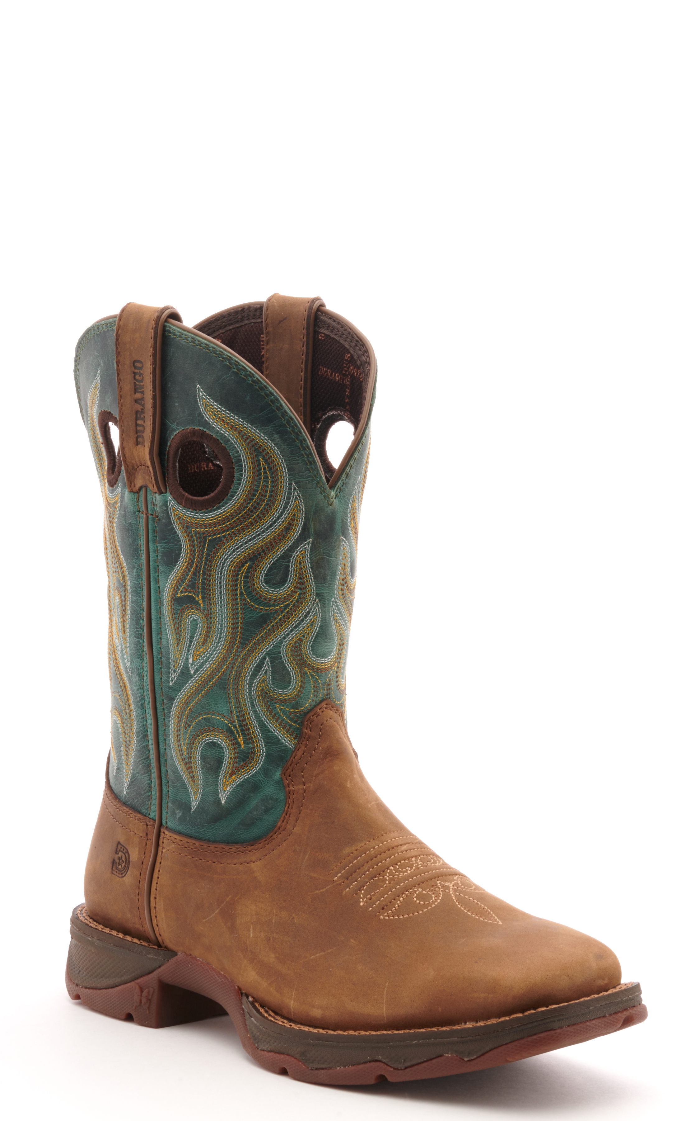 Durango Women's Rebel Dusty Brown and Teal Wide Square Toe Cowboy Boots - Cavender's Exclusive - Image 1