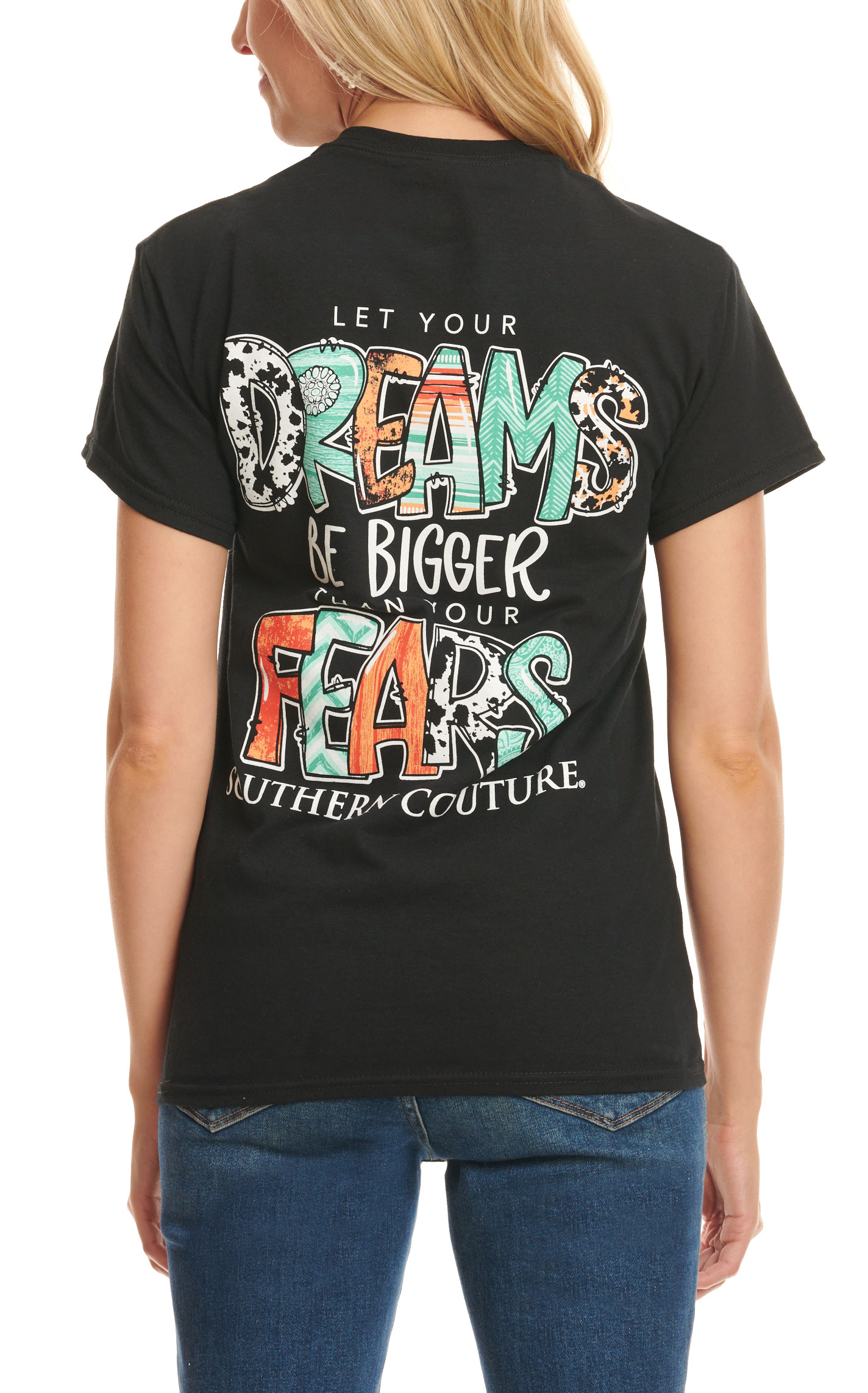 Southern Couture Women's Black Let Your Dreams Graphic Short Sleeve T-Shirt - Image 1