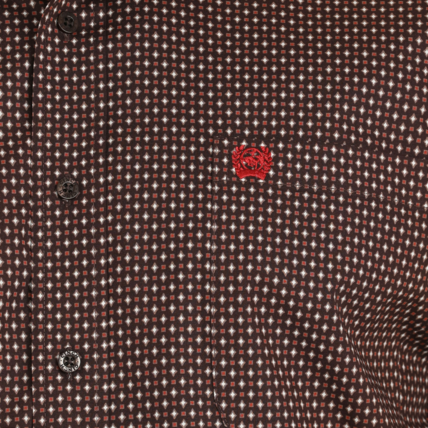 Cinch Men's Brown Colorful Geo Print Western Shirt - Image 1