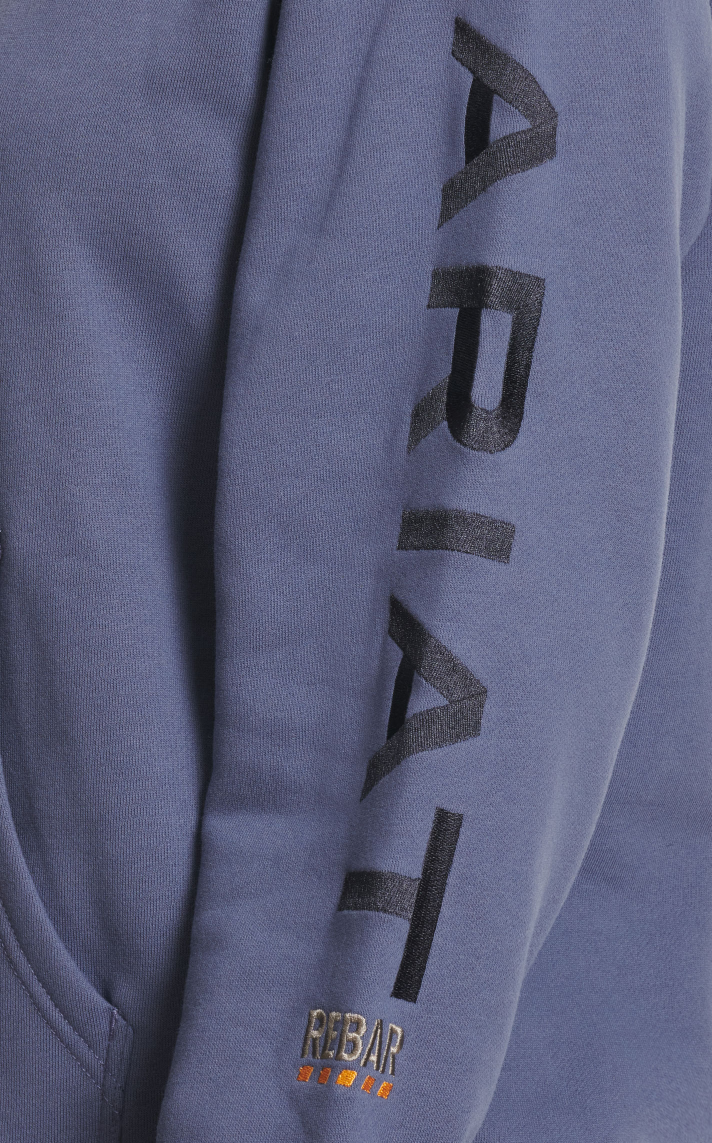Ariat Women's Rebar Stone Blue Logo Sleeve Hoodie - Image 1