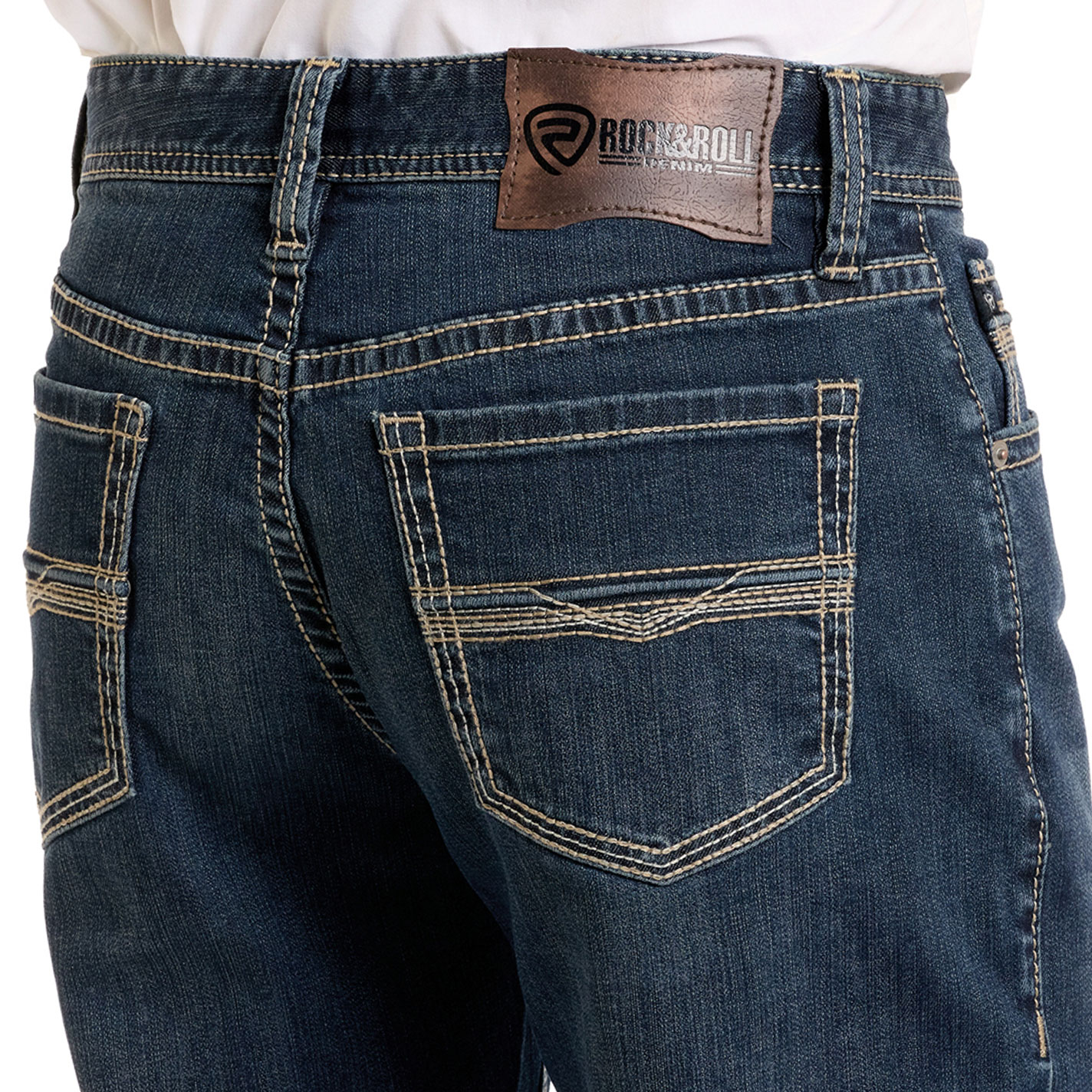 Rock & Roll Denim Men's Alpha Dark Wash High Rise Boot Cut Jeans - Image 1