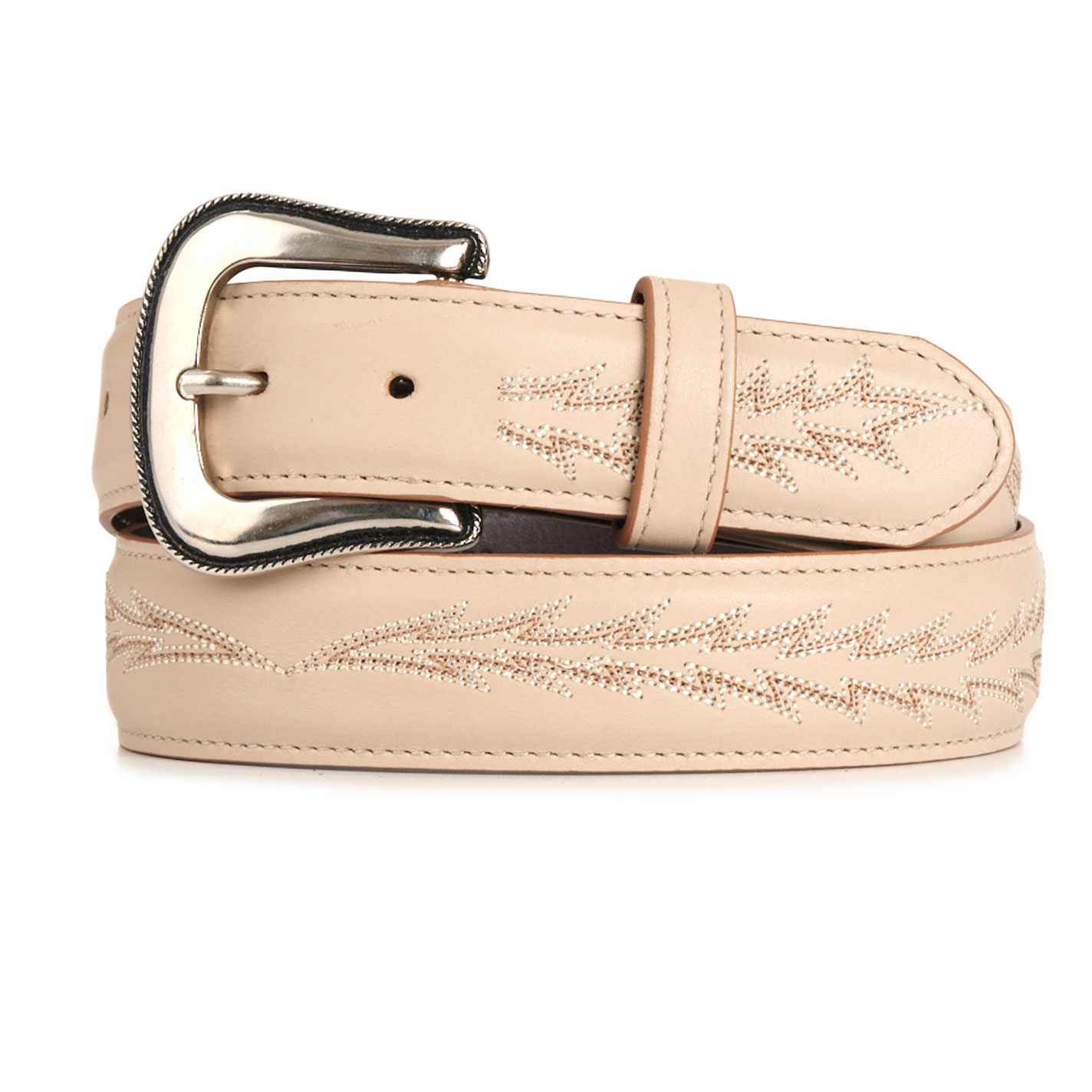JRC & Sons Women's Nancy Nude Boot Stitch Leather Belt - Image 1