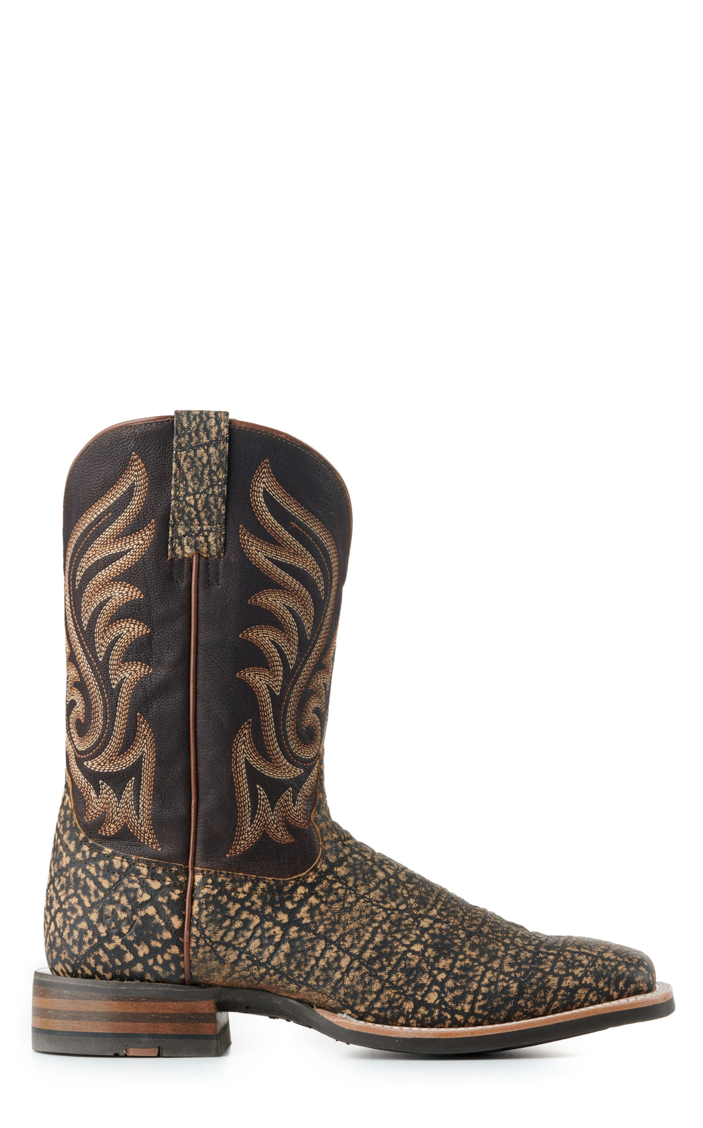 Ariat Men's Dark Chocolate and Dark Brown Elephant Print Wide Square Toe Cowboy Boots - Image 1