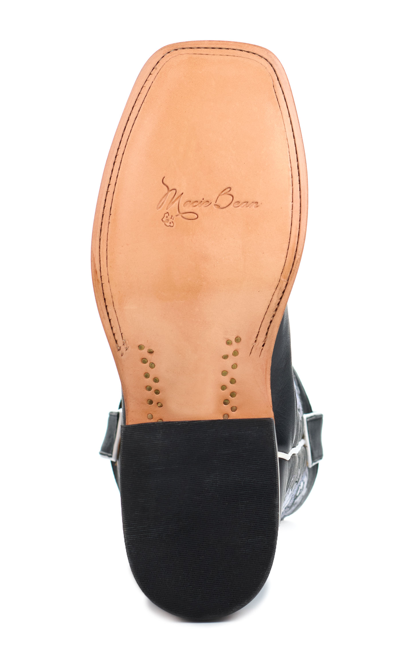 Anderson Bean Women's Macie Bean Black with Floral Embroidery Wide Square Toe Cowboy Boots  - Image 1