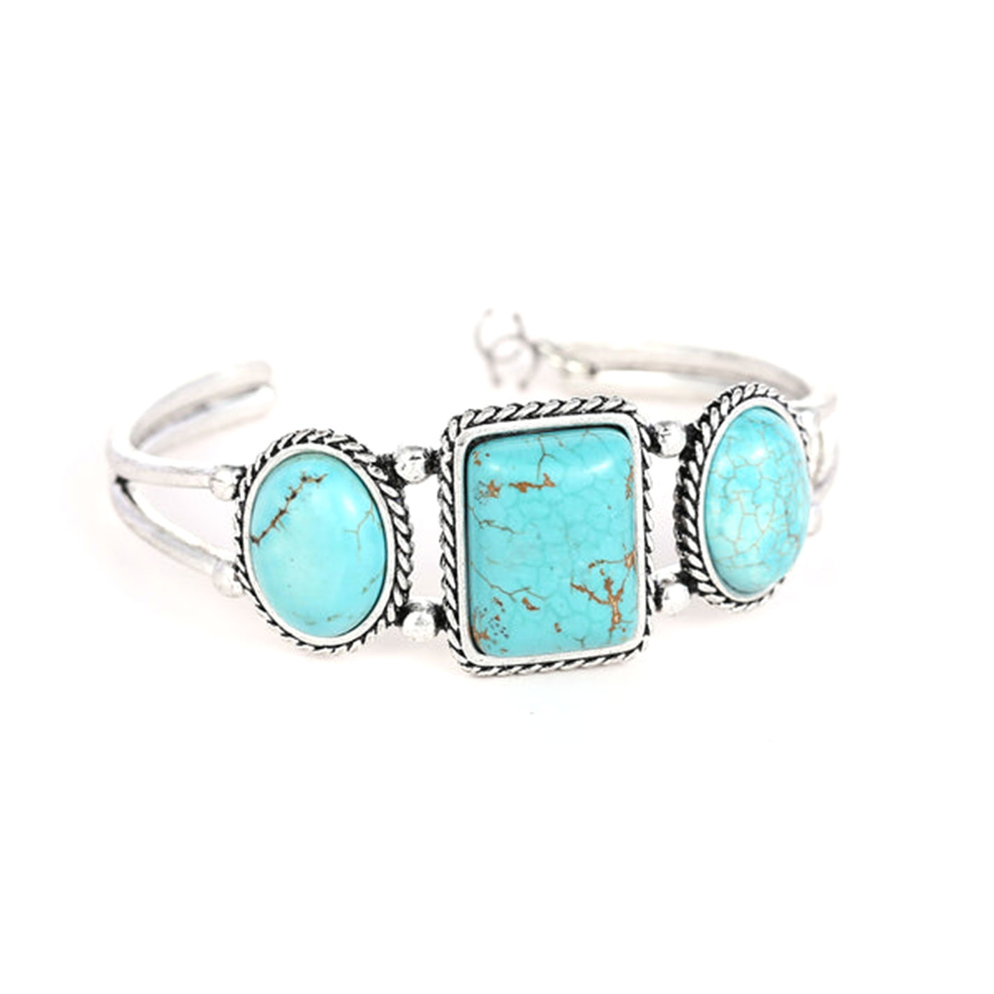 Cowgirl Confetti Road Runner Silver & Turquoise Cuff Bracelet - Image 2