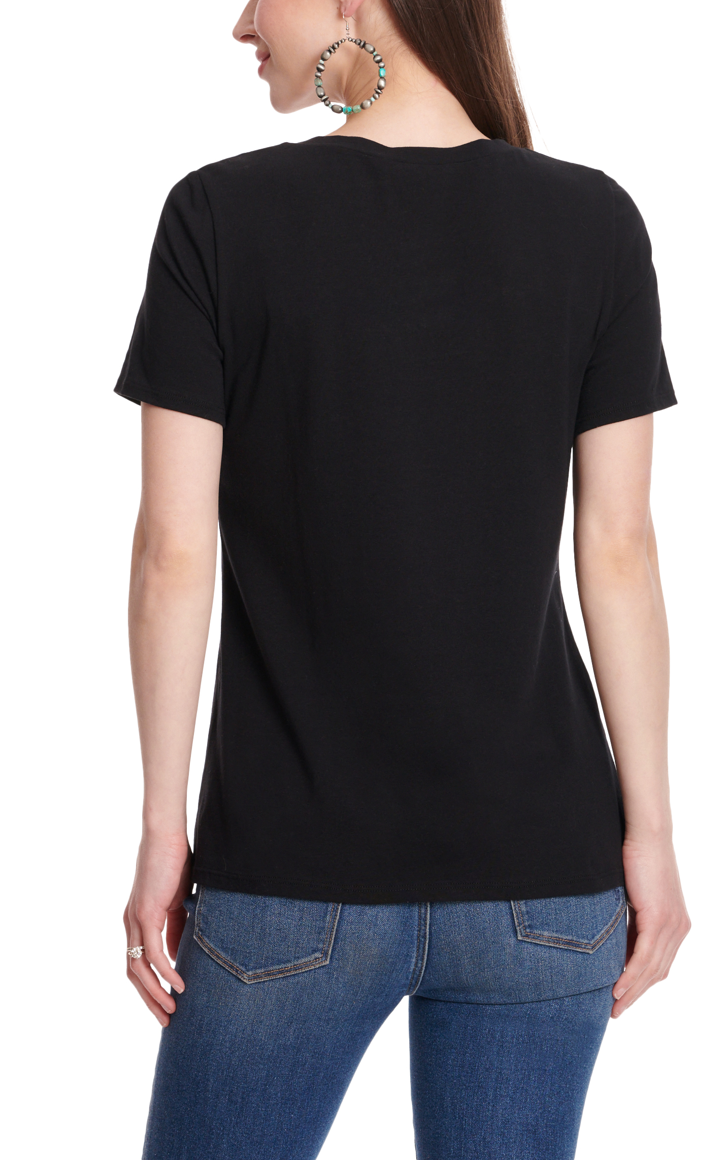 R.Rouge Women's Black & Cream Nashville Music City Graphic Short Sleeve T-Shirt - Image 1