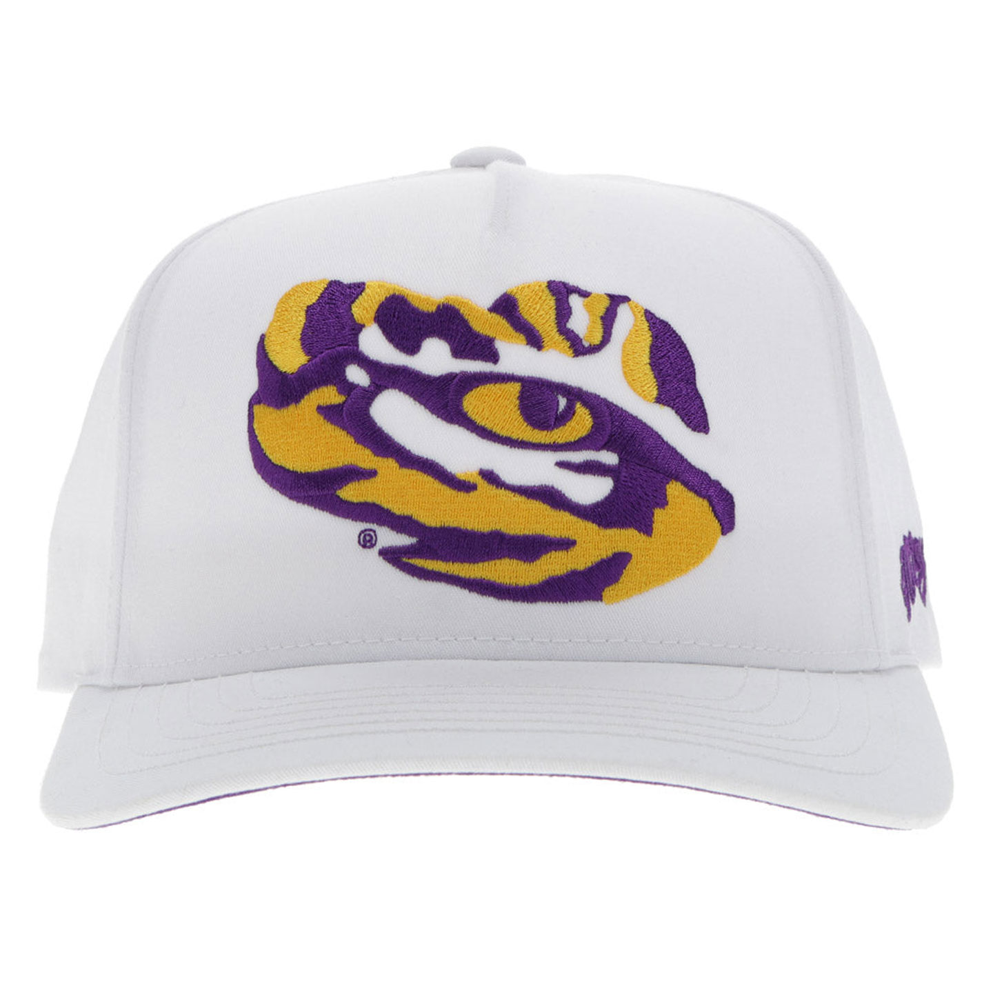 Hooey Collegiate Collection White LSU Eye of the Tiger Logo Curved Bill Cap - Image 1