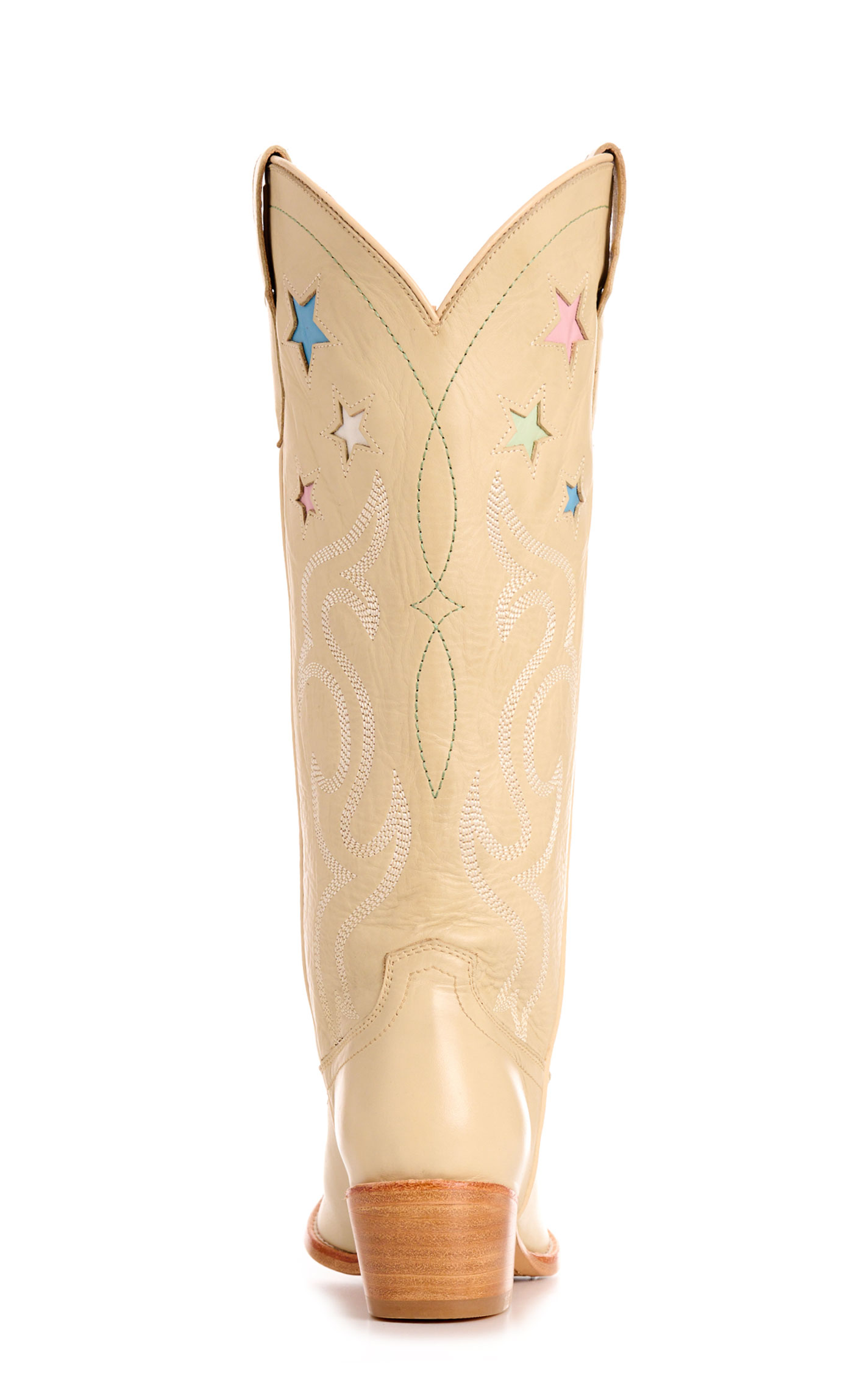 Rockin' C Women’s Ivory with Star Inlays Snip Toe Tall Cowboy Boots - Image 1