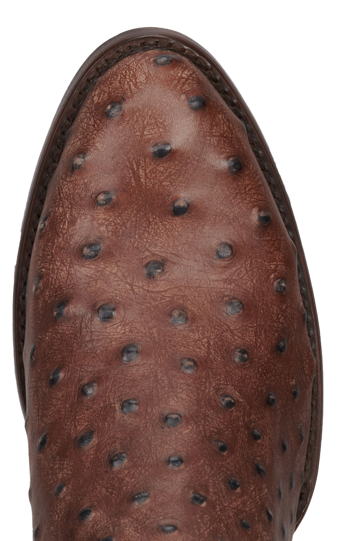 Cavender's Men's Chocolate and Brown Ostrich Print R-Toe Cowboy Boots - Image 1