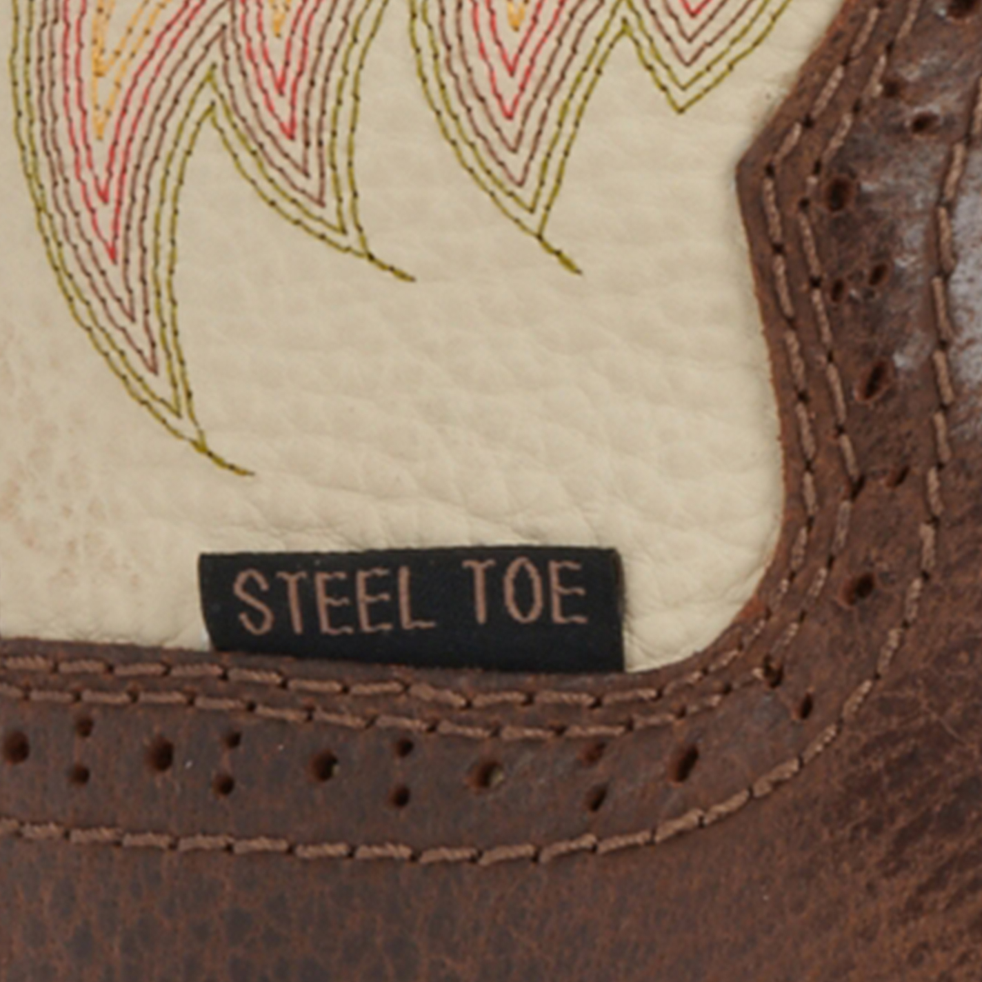 Justin Men's Stampede Driller Rich Brown and Ivory Square Steel Toe Work Boot - Image 1