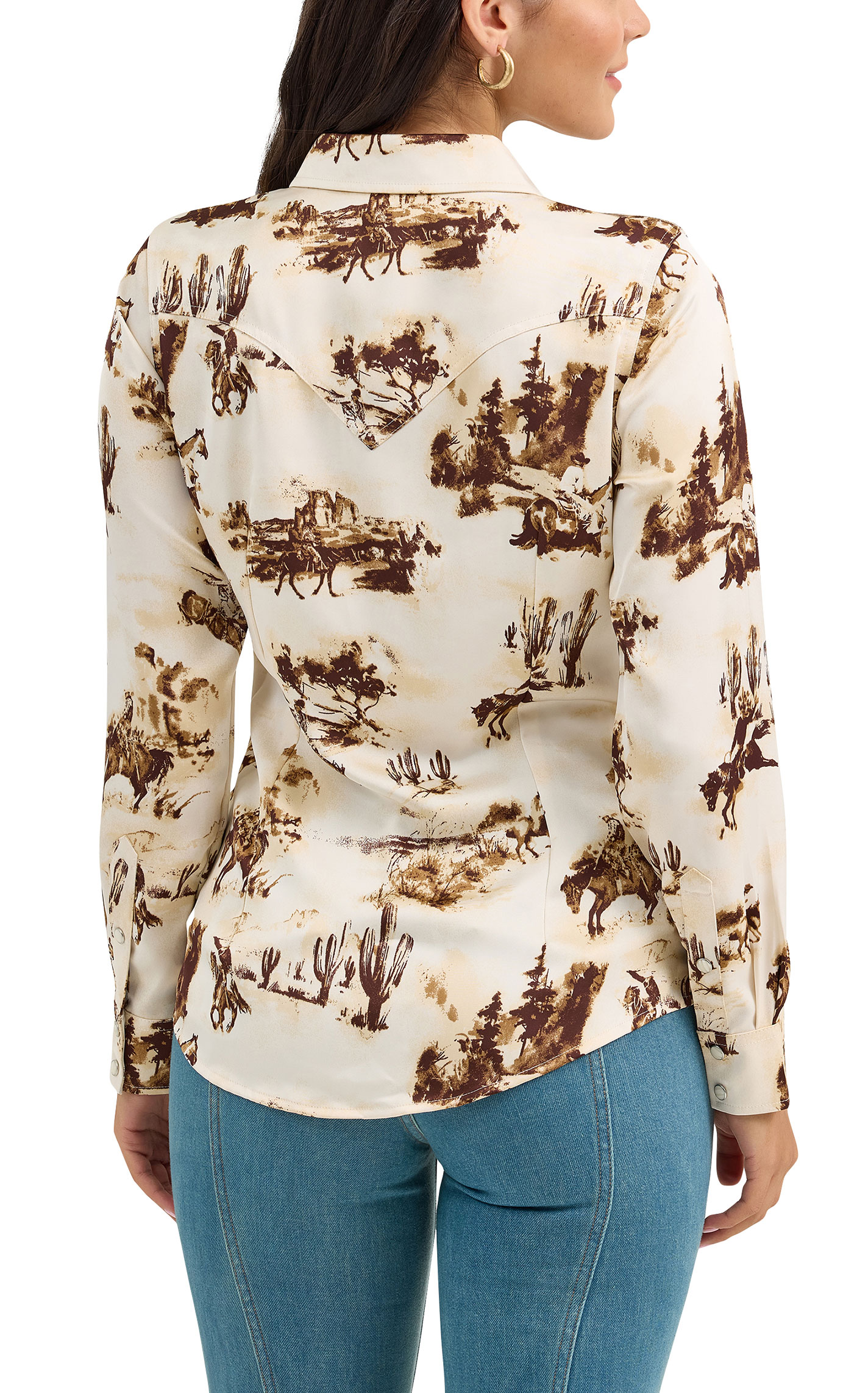 Wrangler Retro Women's Ivory Western Print Western Shirt - Image 1