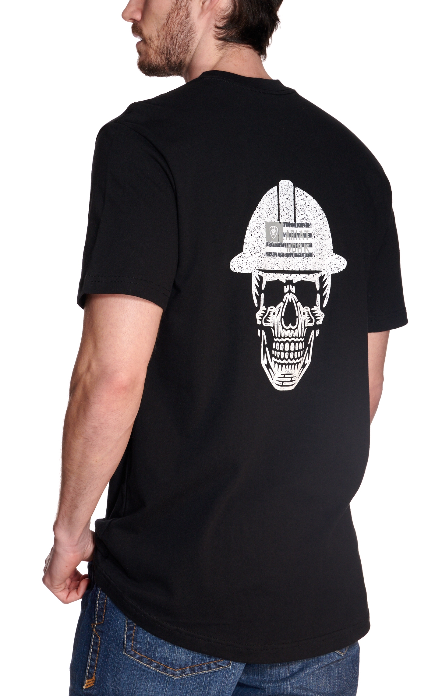 Ariat Men's Rebar Cotton Strong Black Roughneck Skull Graphic Short Sleeve Work T-Shirt - Image 1