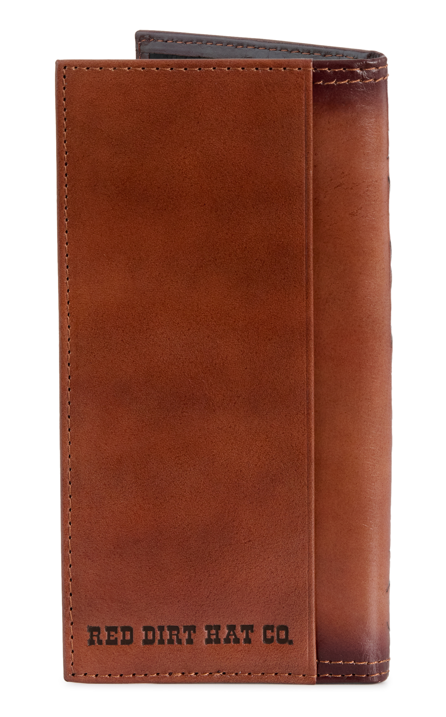 Red Dirt Hat Co. Coffee Leather Floral Tool Cream Underlay Rodeo Wallet - Image 1