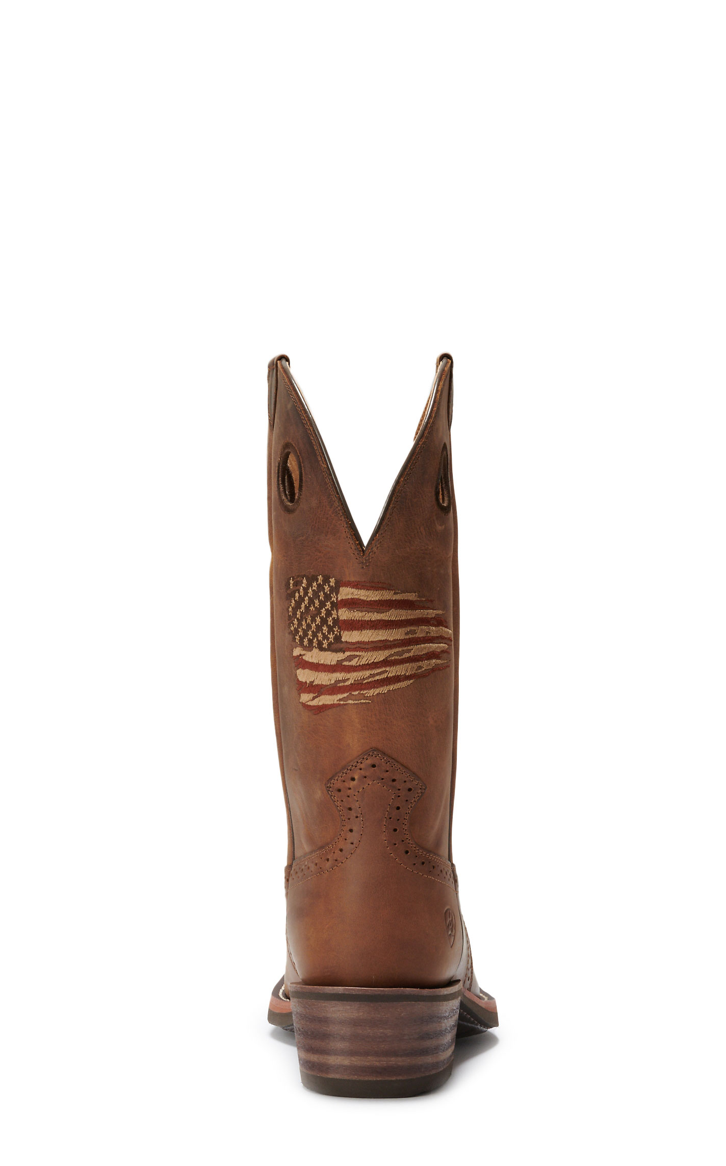 Ariat Men's Roughstock Patriot Distressed Brown Embroidered Flag Punchy Square Toe Cowboy Boots - Image 1