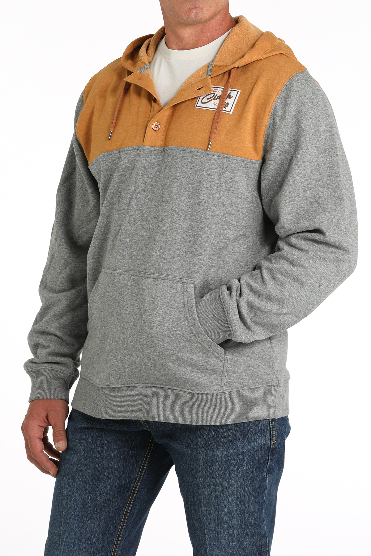 Cinch Men's Gray & Brown Color Block Hoodie - Image 1