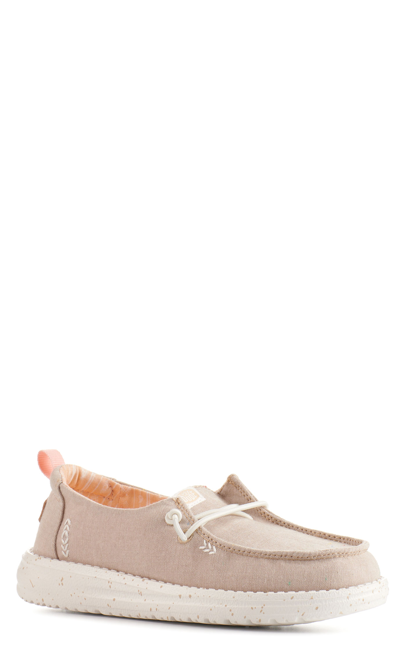 Hey Dude Girls' Wendy Chambray Tan Moc Toe Lace Up Casual Shoes - Image 1