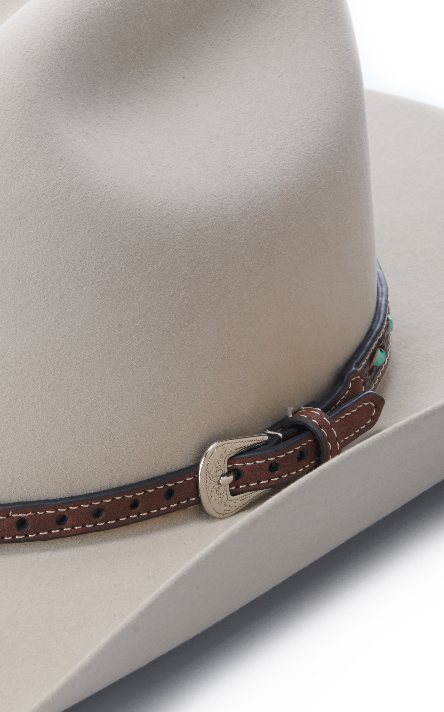 Twister Chocolate Brown with Turquoise Lacing Hatband - Image 1