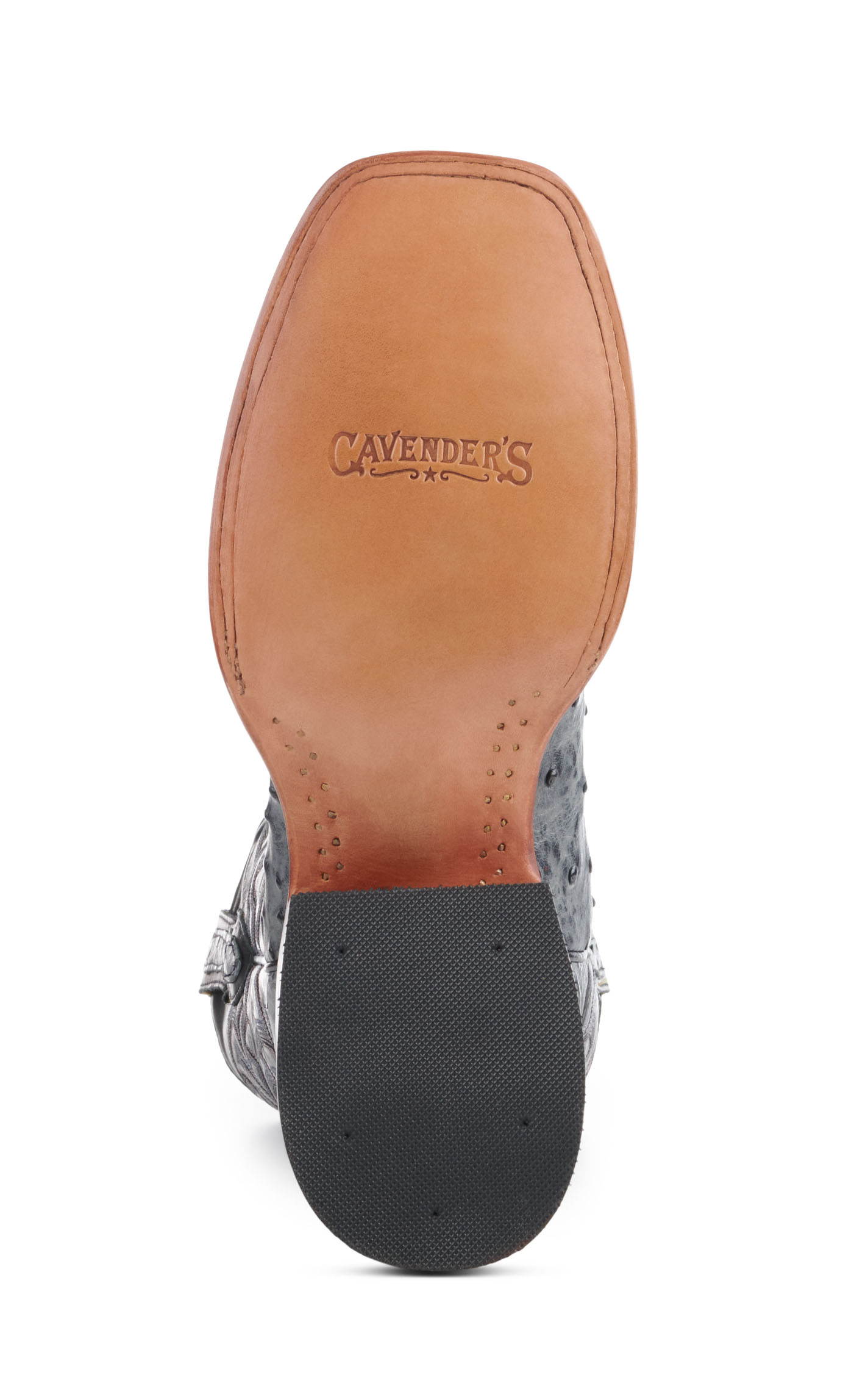 Cavender's Men's Black and Charcoal Full Quill Ostrich Wide Square Toe Exotic Cowboy Boots - Image 1