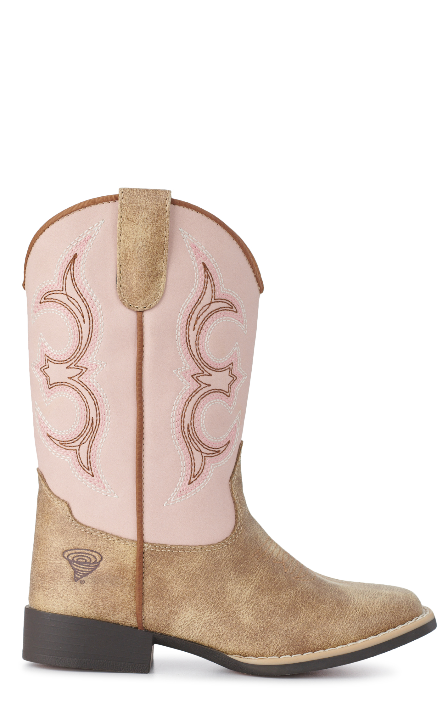 Twister Girls Posy Light Pink and Tan Wide Square Toe Cowboy Boots - Image 1