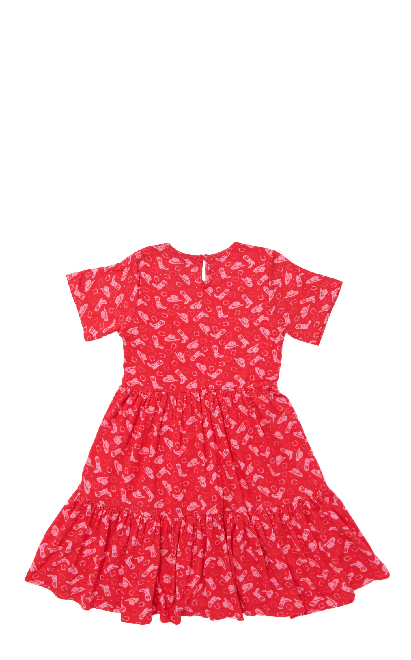 Montana Clothing Girl's Red & Pink Boot Print Dress - Image 1