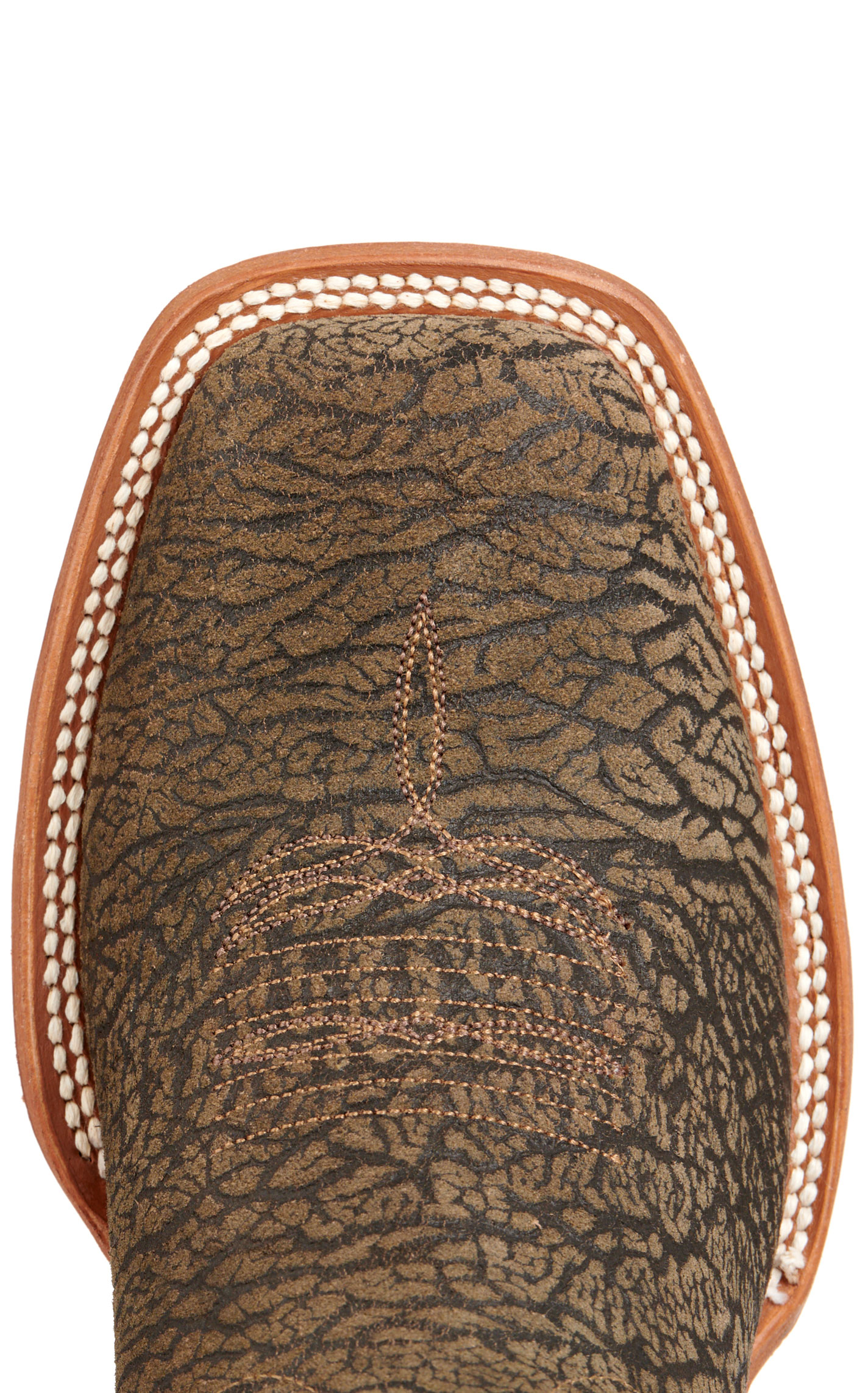 Cavender's Men's Brown Elephant Print and Black Wide Square Toe Buckaroo Cowboy Boots - Image 1