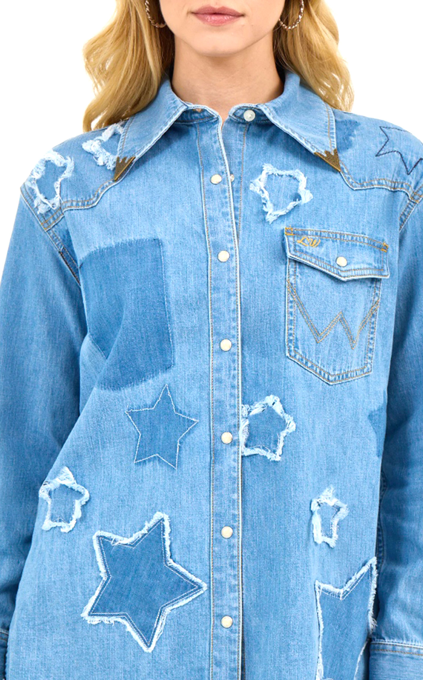 Wrangler Women's Novelty Stars Denim Top - Image 1