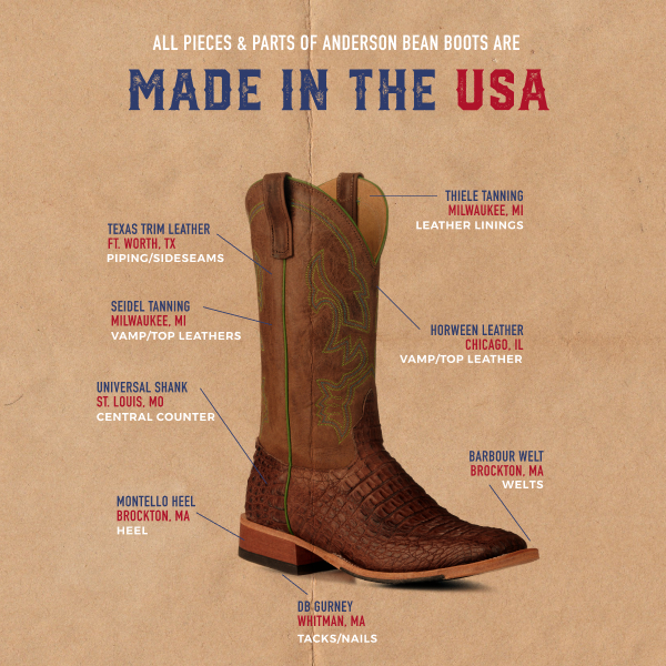 Anderson Bean Men's Chocolate Lux Hornback Caiman and Chocolate Wide Square Toe Exotic Cowboy Boots - Image 1