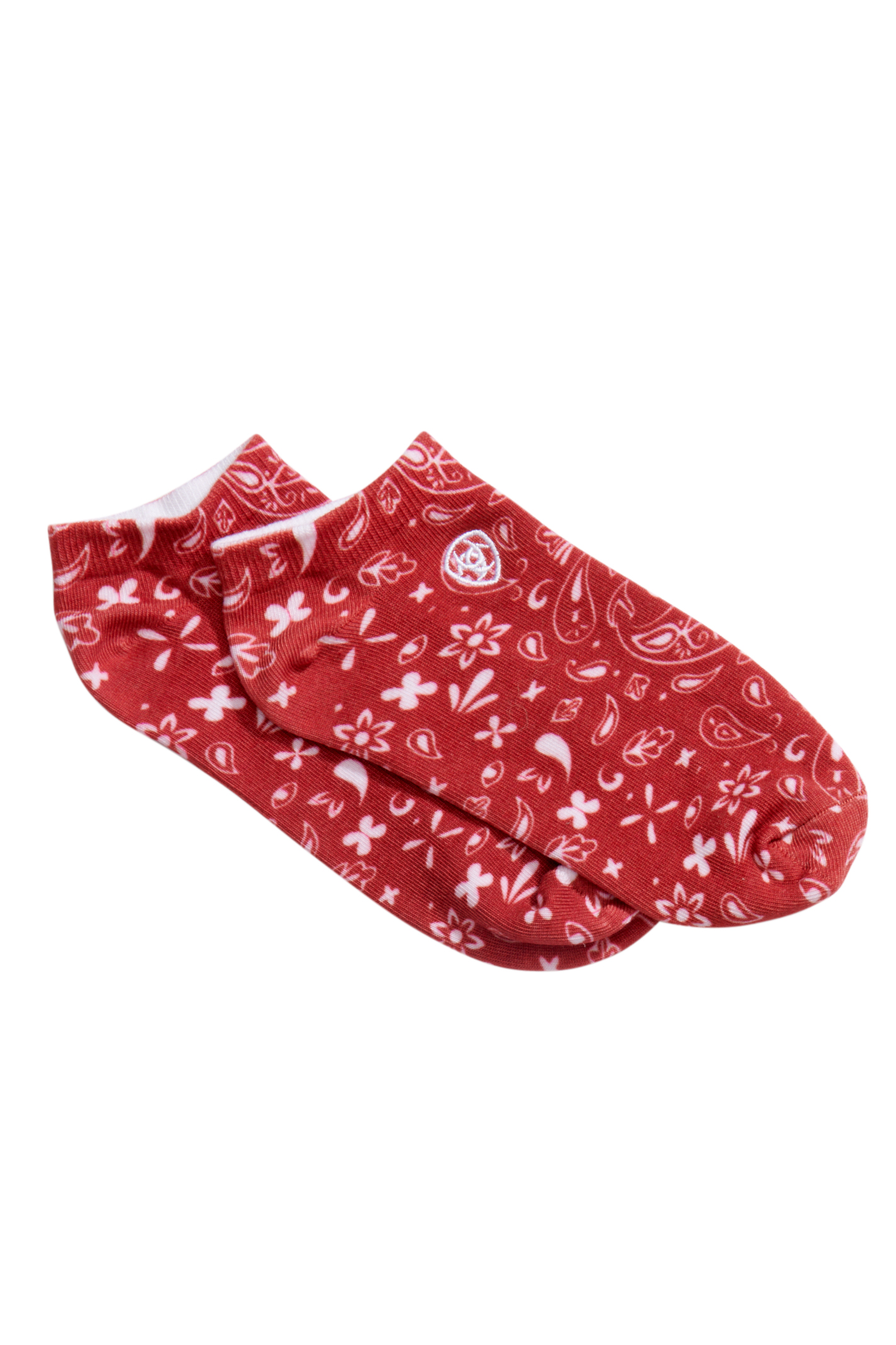 Ariat Women's Red Cream Floral Paisley and Pony Print Low Cut Ankle 2-Pack Socks - Image 3