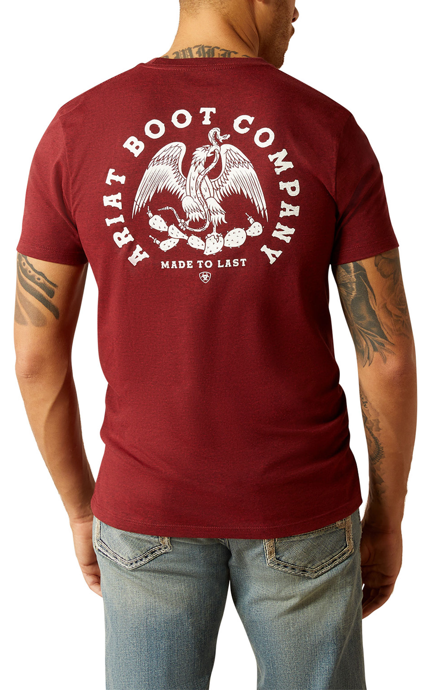 Ariat Men's Crimson Heather Eagle & Snake Logo Graphic T-Shirt - Image 1
