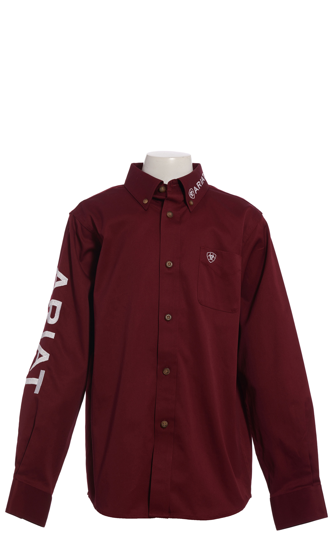 Ariat Boys' Burgundy Team Logo Long Sleeve Western Shirt - Image 1