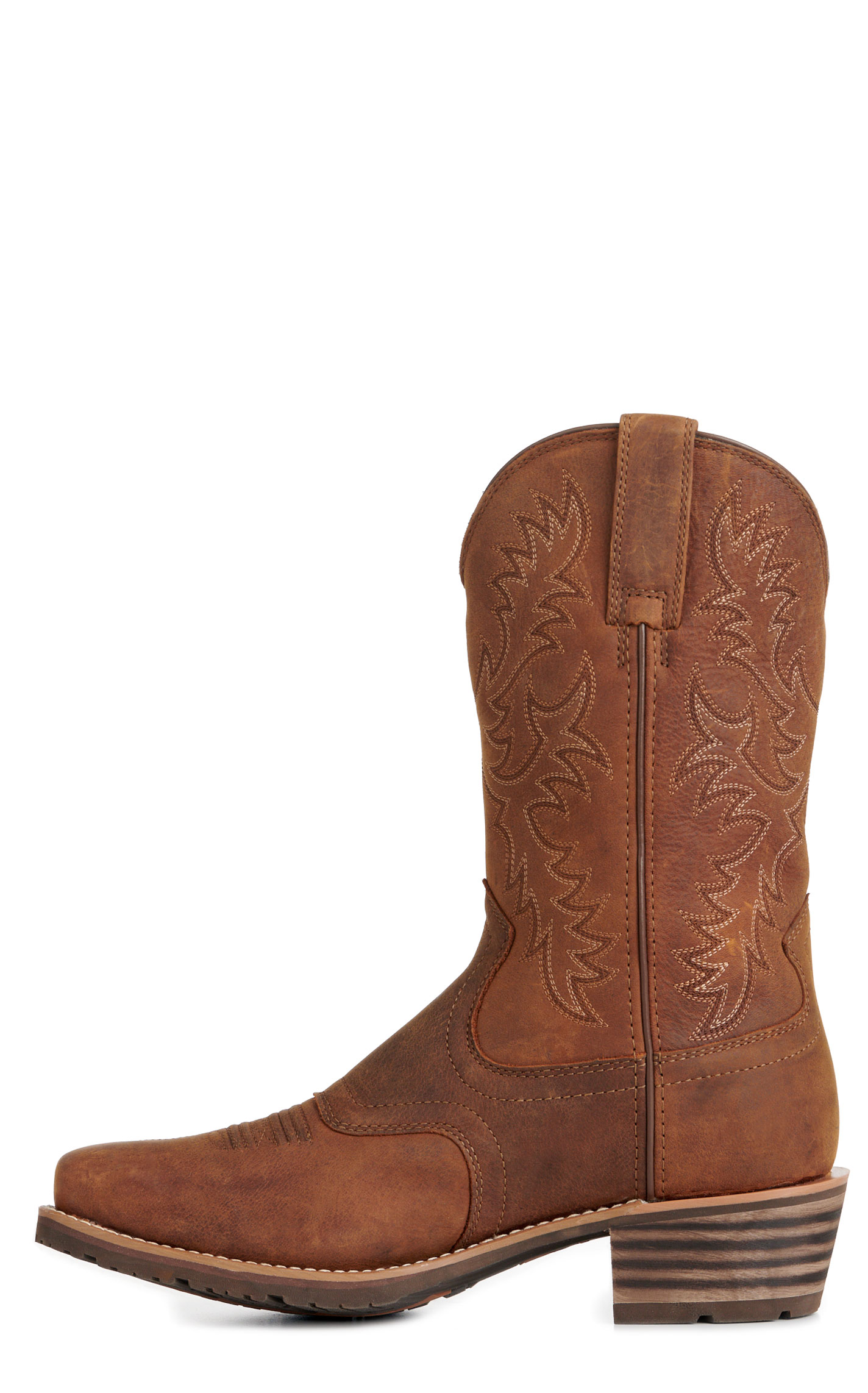 Ariat Men's Hybrid Roughstock Brown Waterproof Square Toe Cowboy Boots - Image 1
