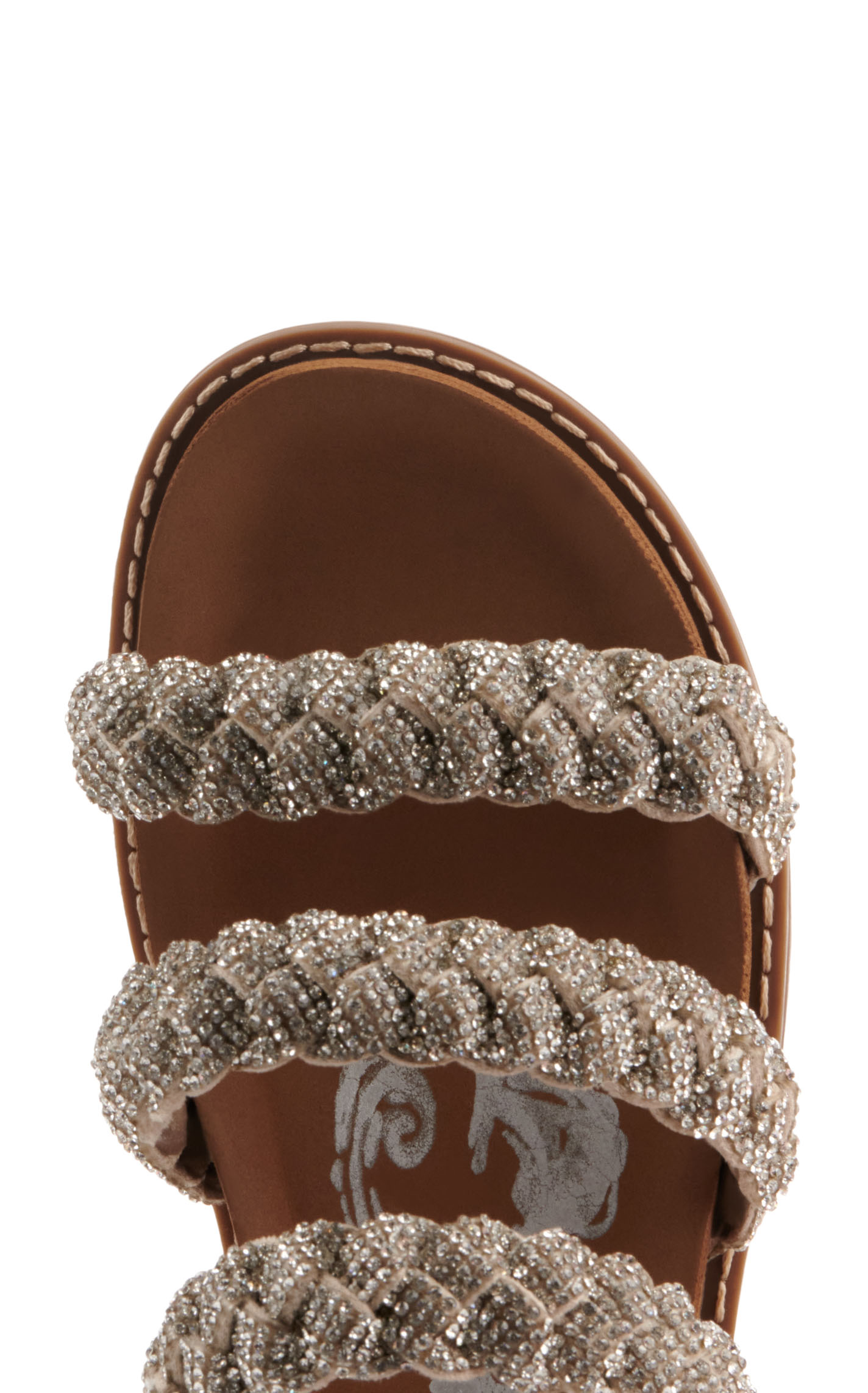 Very G Women's Stacia Tan Triple Bling Braided Straps Sandal - Image 1