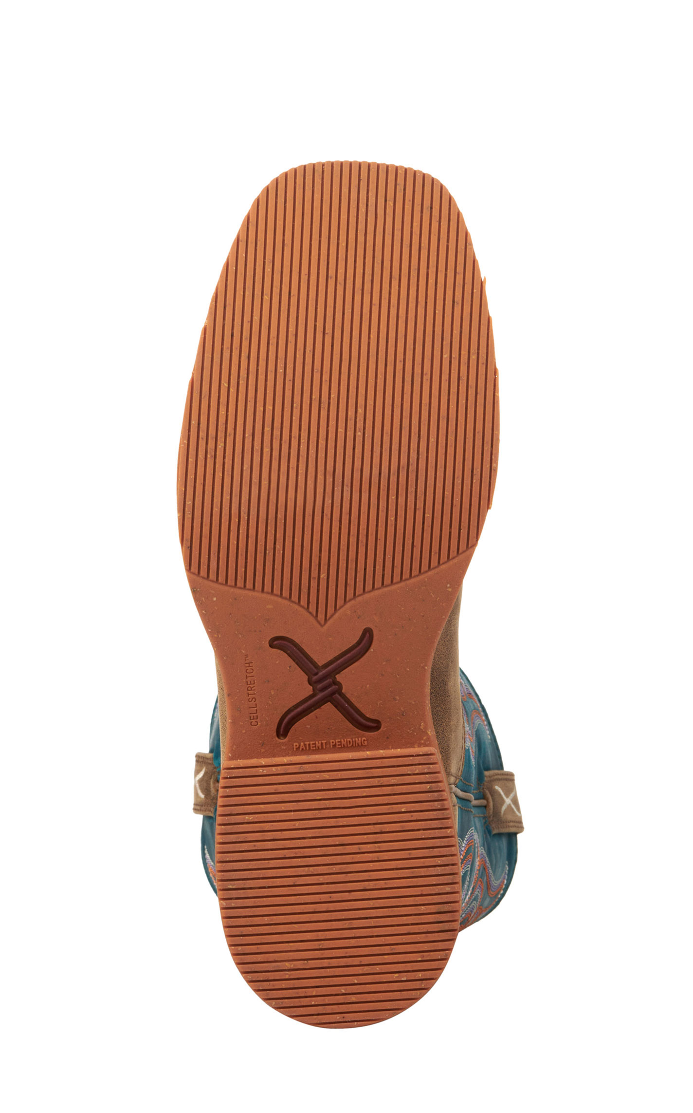 Twisted X Women's Tech X Bomber Brown and Teal Wide Square Toe Cowboy Boots - Image 1
