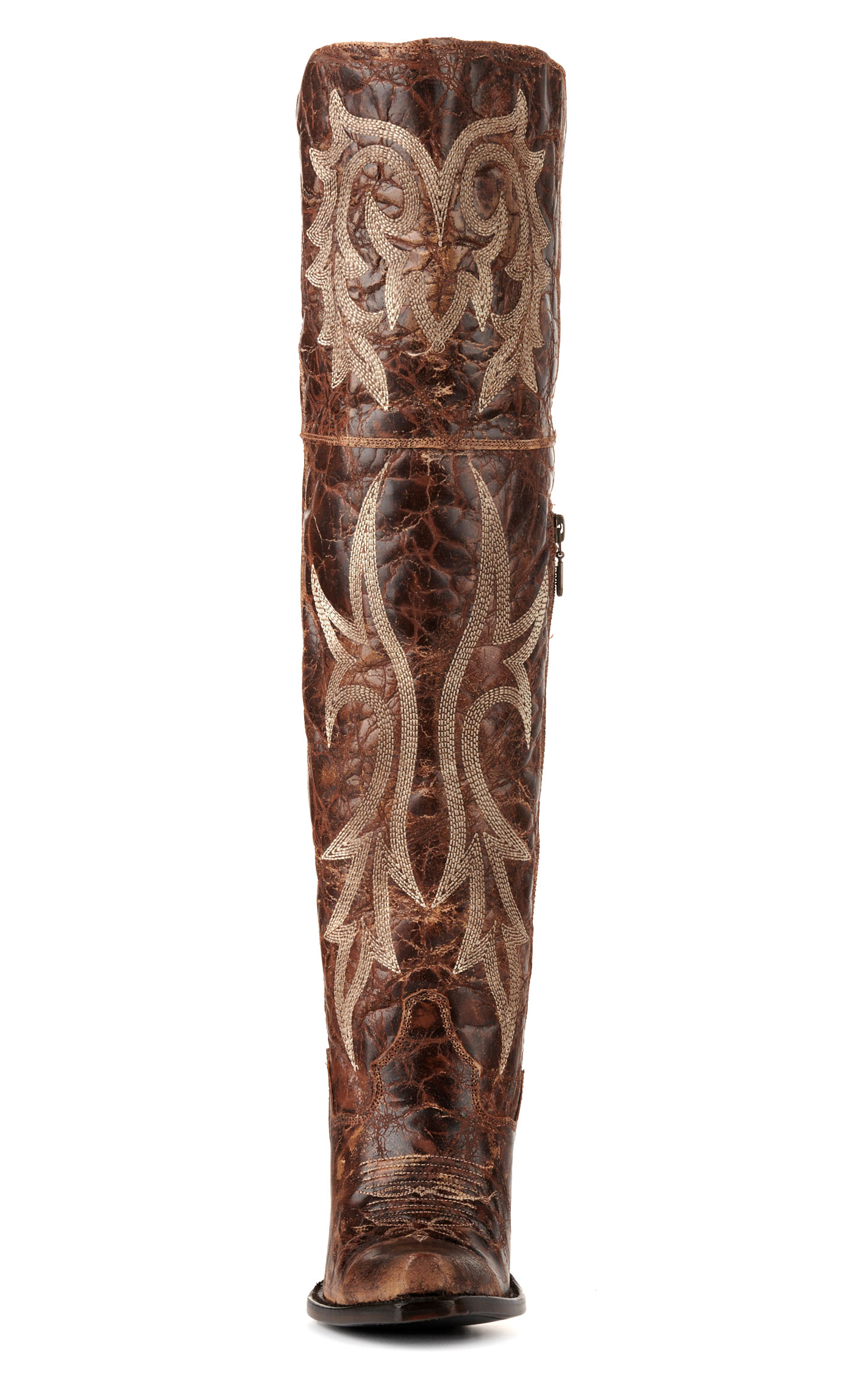 Dan Post Women's Jilted Distressed Brown Snip Toe Tall Cowboy Boots - Image 1