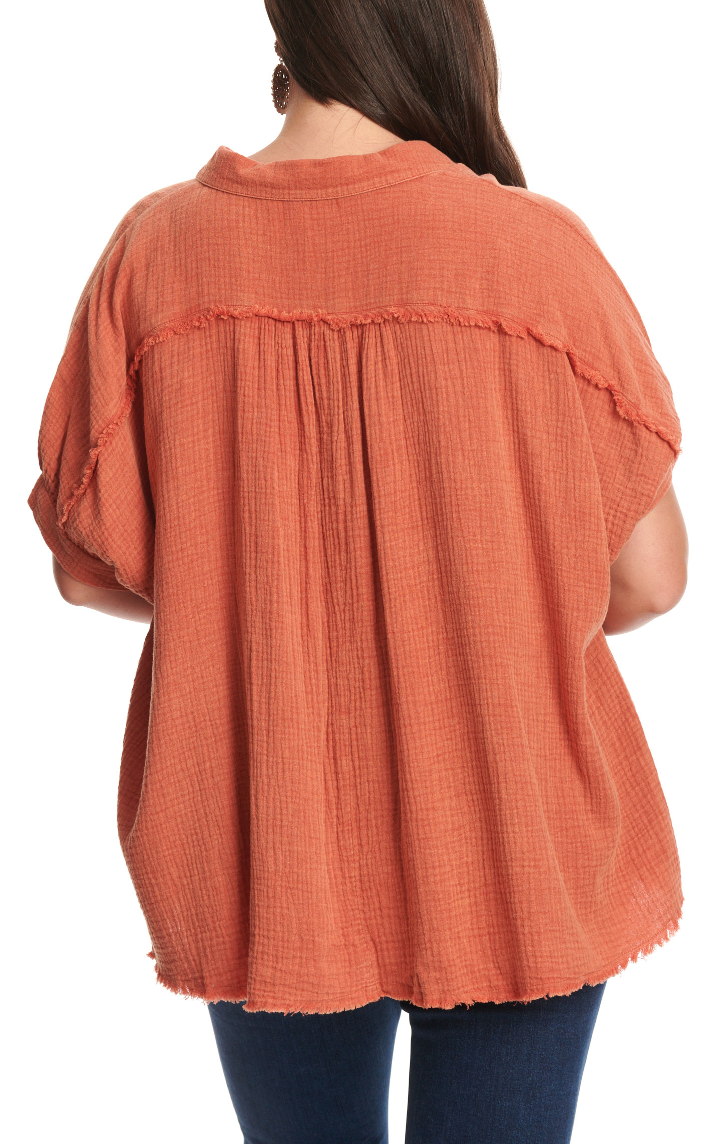 Umgee Women's Brick Mineral Washed Gauzy Top - Plus Sizes - Image 1
