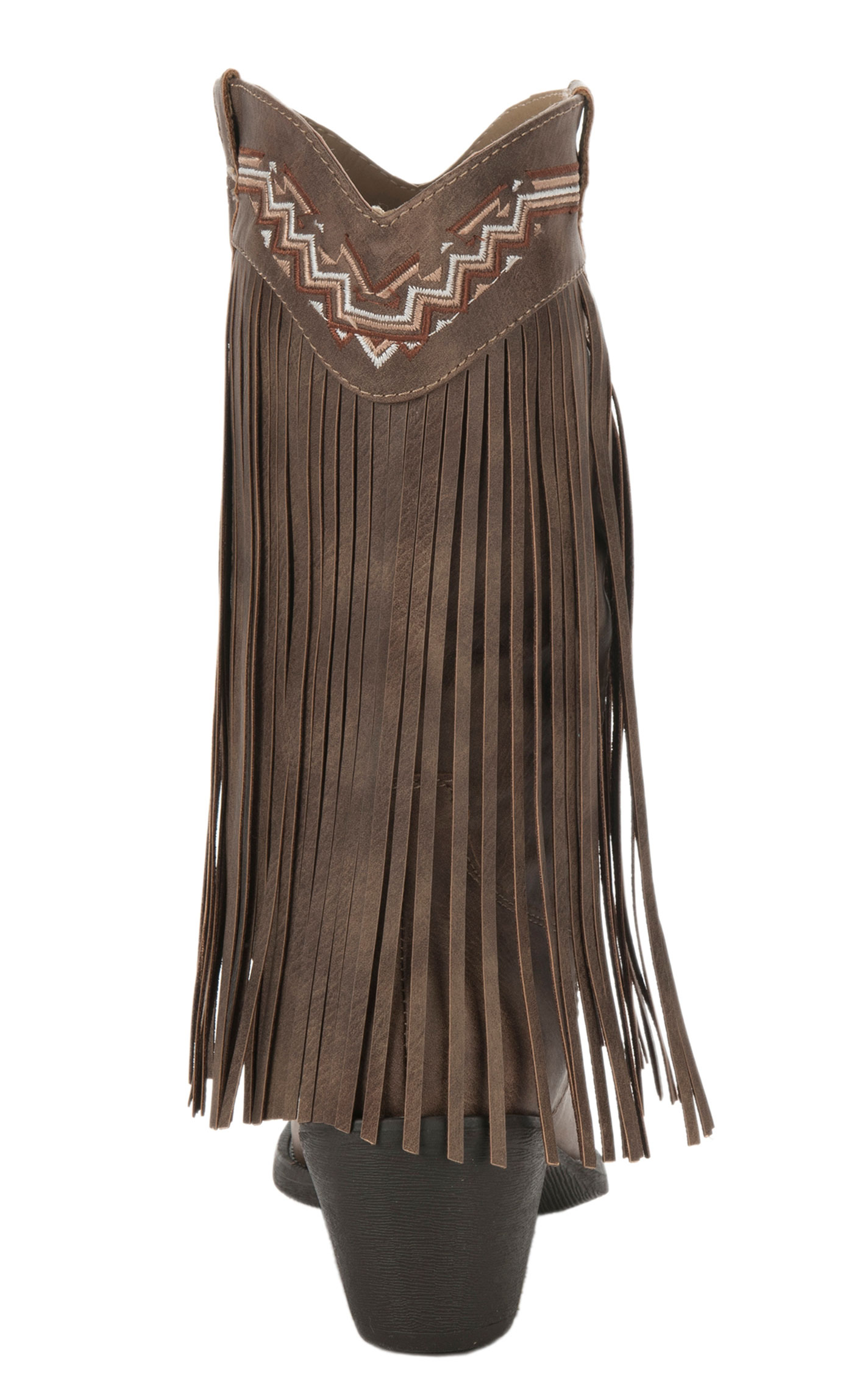 Roper Women's Brown with Fringe and Embroidery Snip Toe Cowboy Boots - Image 1