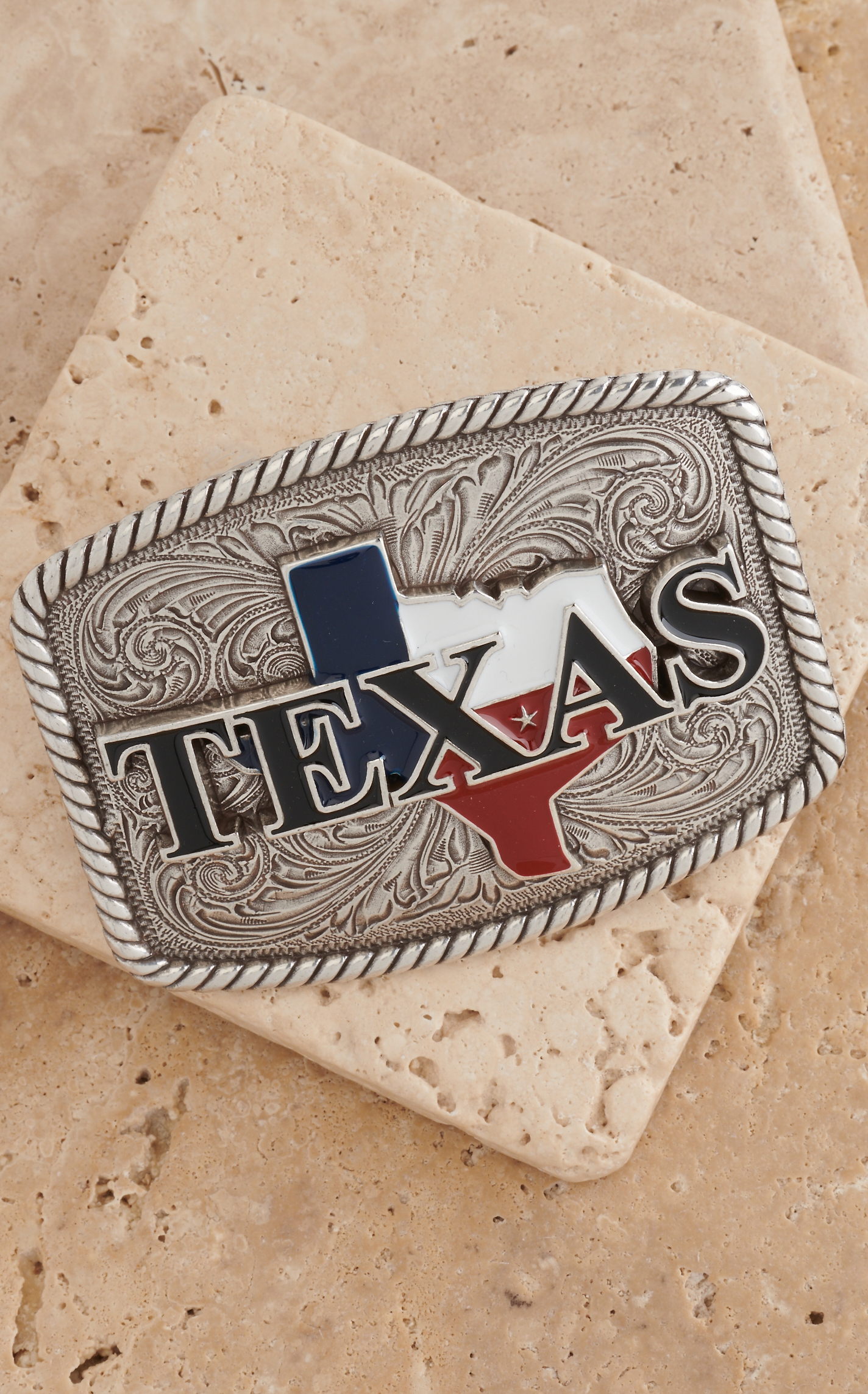 Nocona Silver Rectangle Texas Belt Buckle 37924 - Image 1