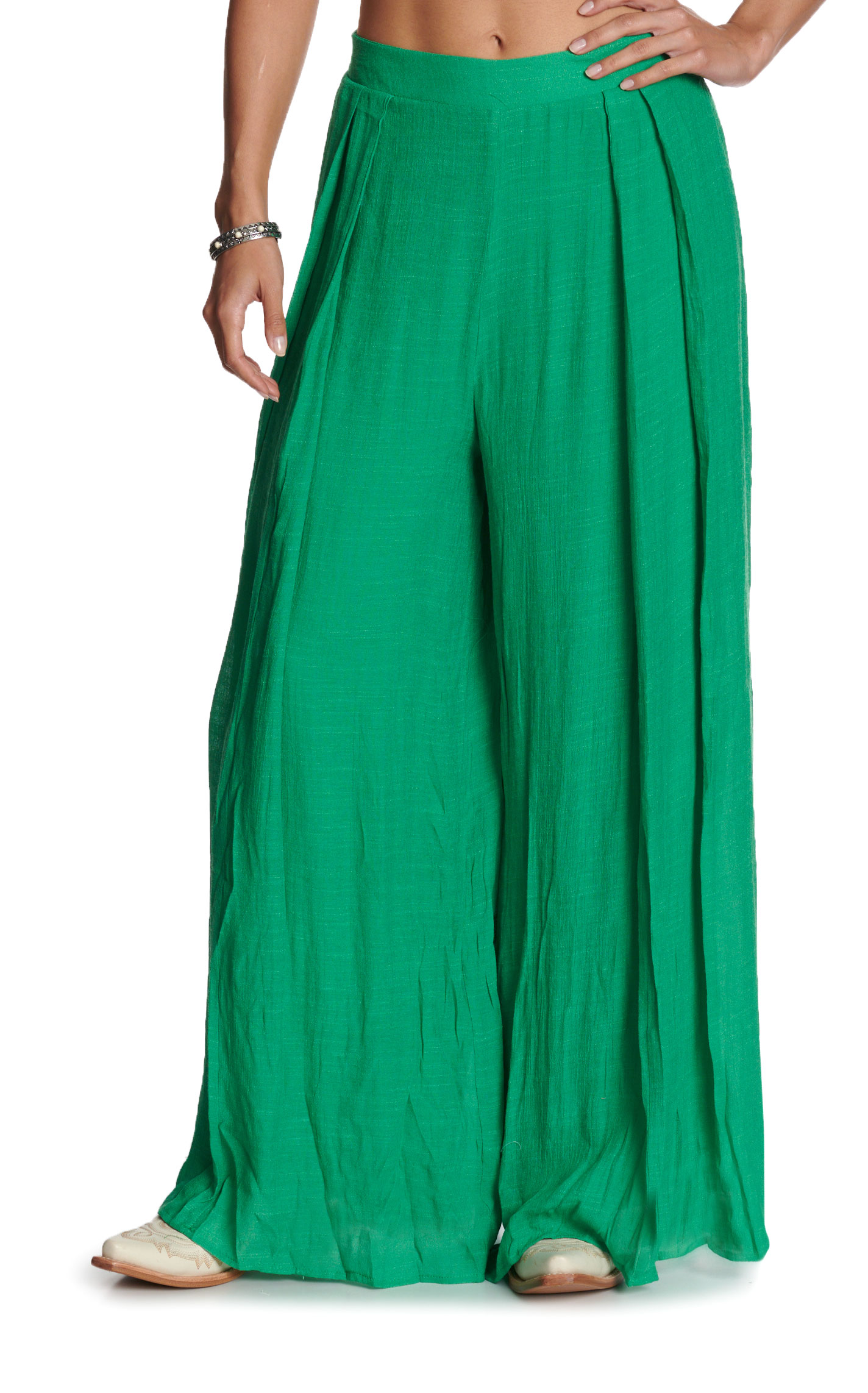 HYFVE Women's Green Palazo Pants - Image 1