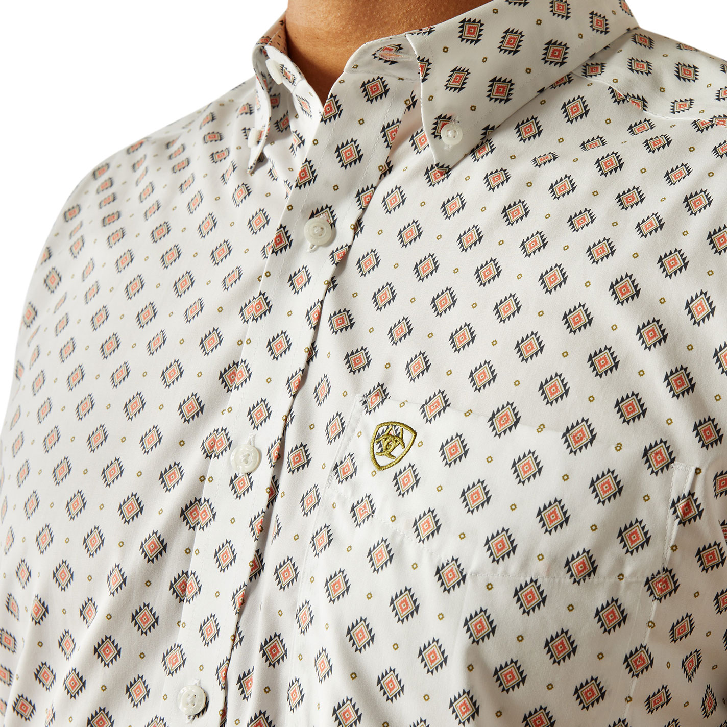 Ariat Men's Evan White Aztec Geo Print Western Shirt - Image 1