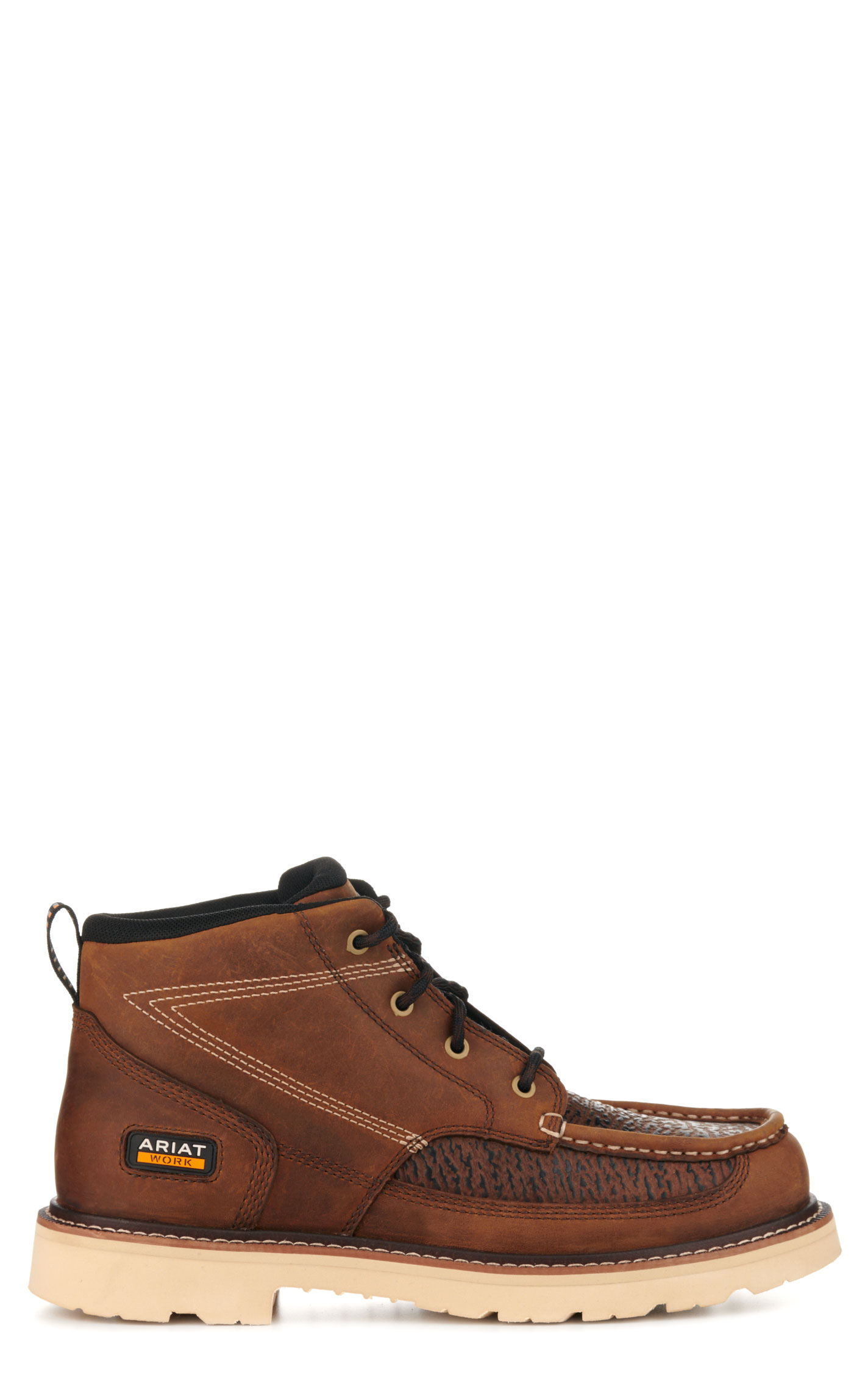 Ariat Men's Rebar Lift Distressed Brown and Sharkskin Print Round Soft Toe Chukka Work Boot - Image 1