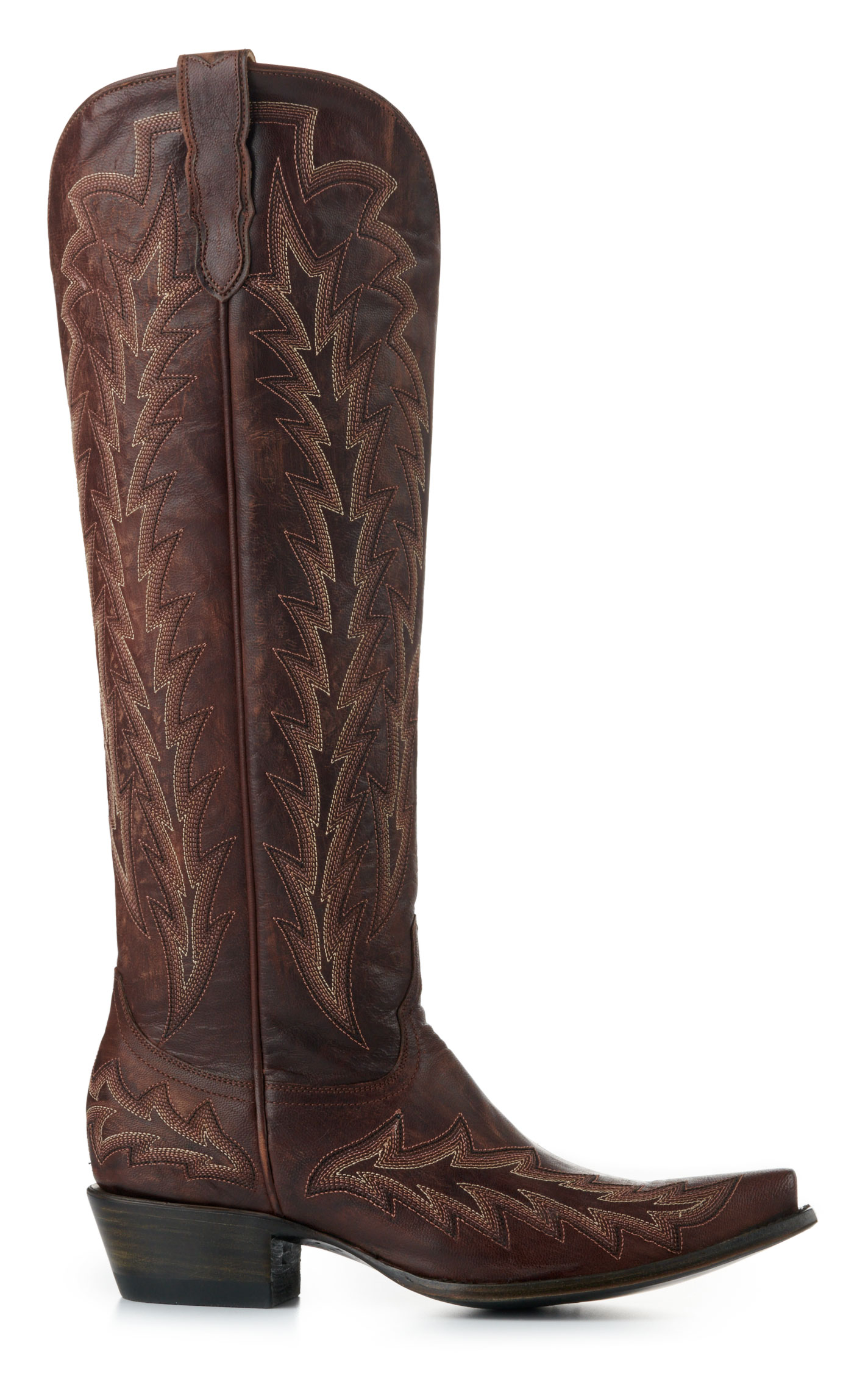 JRC & Sons Women’s Nancy Dark Brass Snip Toe Tall Cowboy Boots - Image 1