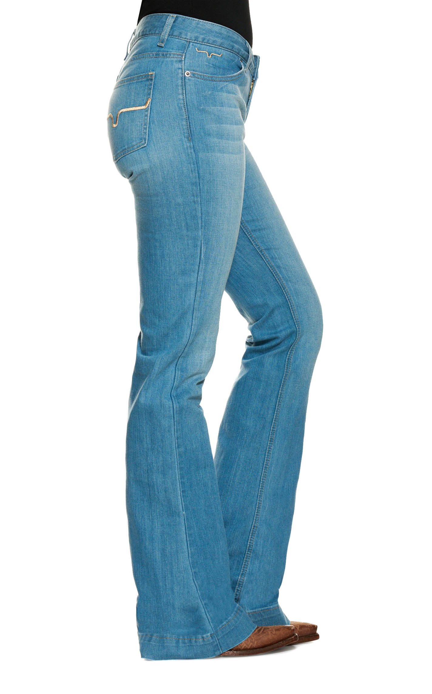 Kimes Ranch Women's Lola Soho Medium Wash Trouser Cut Flare Jeans - Image 1