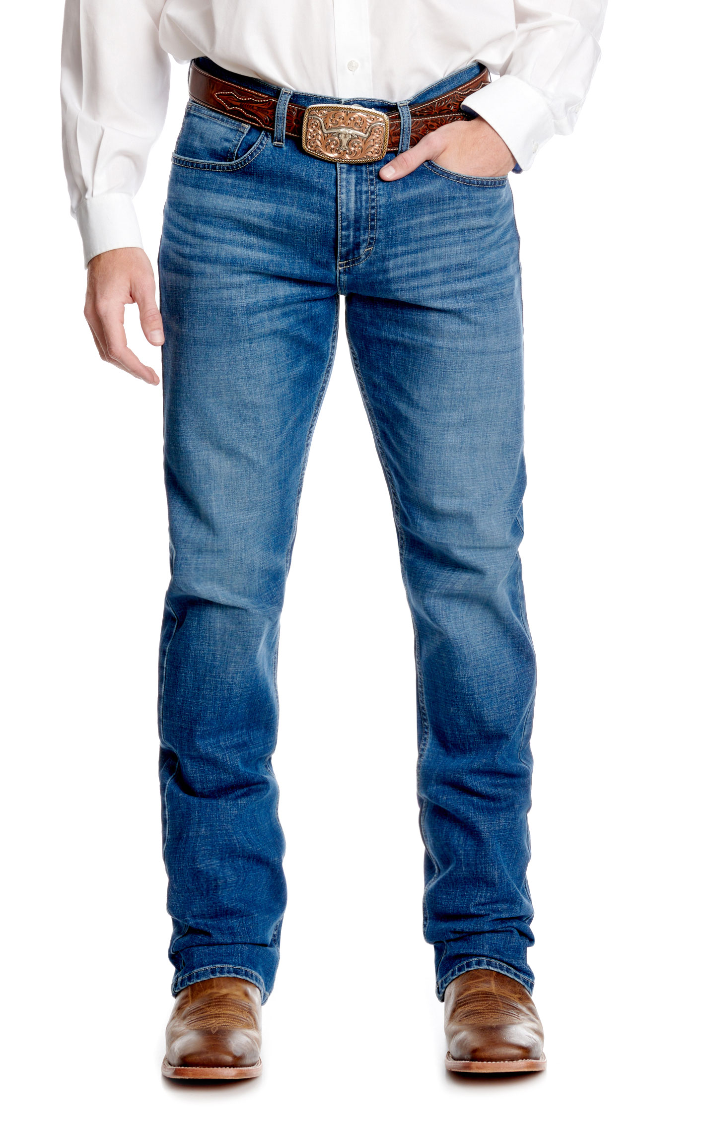 Wrangler 20X Men's Beckner 42 Medium Wash Slim Boot Cut Jeans - Image 1