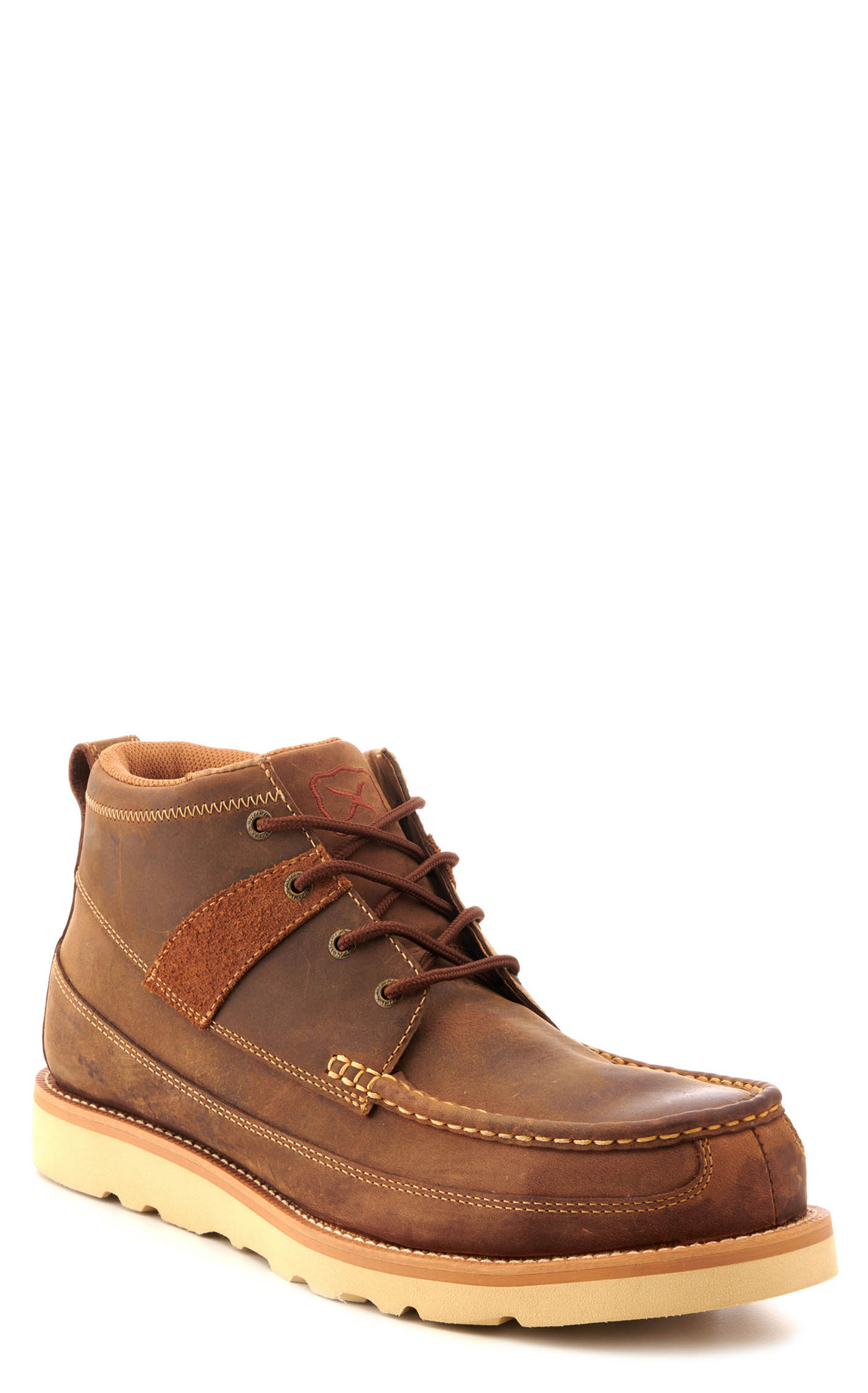 Twisted X Men's Brown Oiled Saddle Crepe Wedge Steel Toe Lace Up Casual Work Shoe - Image 1