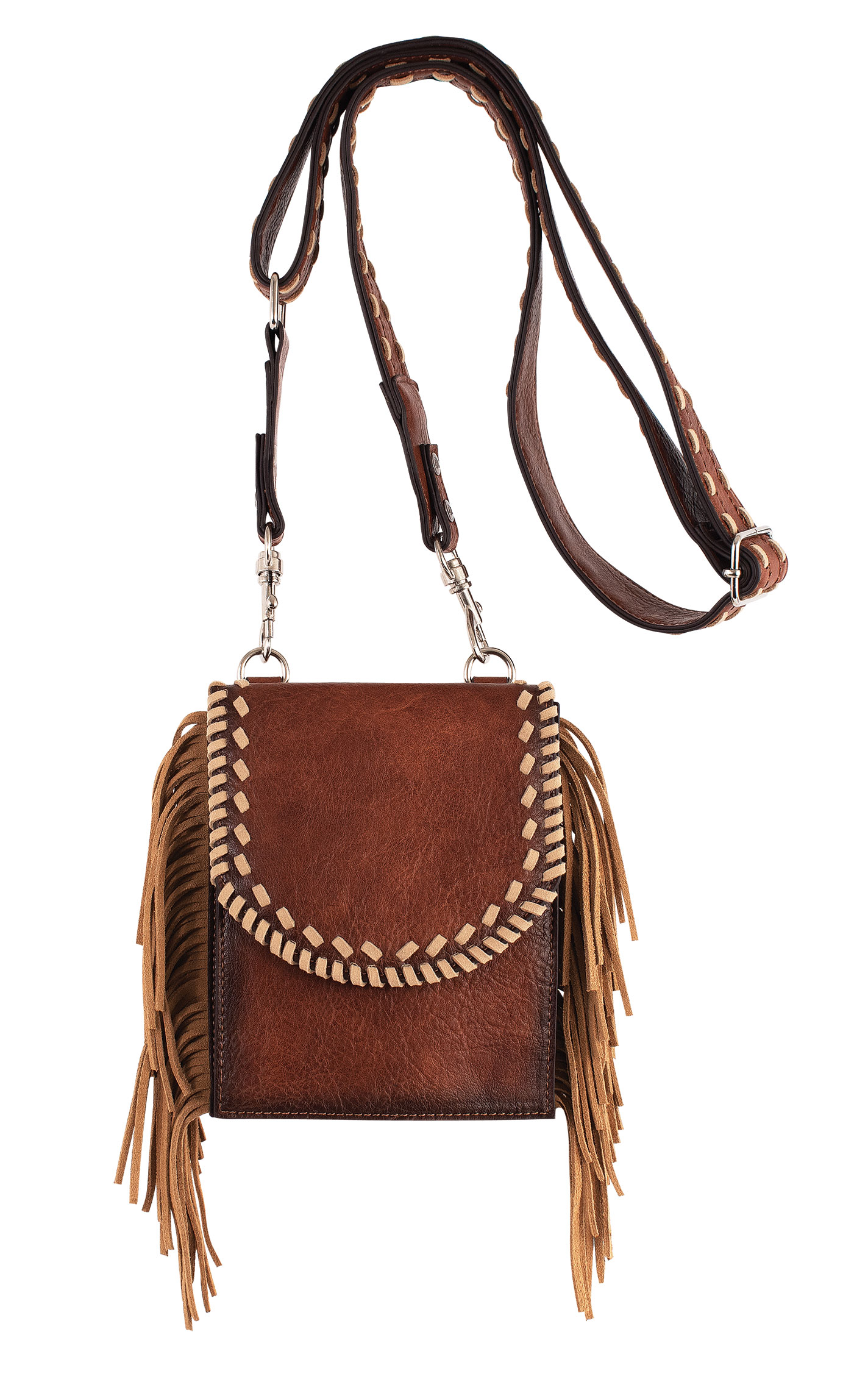 Red Dirt Hat Co. Mahogany Fringed Saddle Crossbody Bag - Image 1
