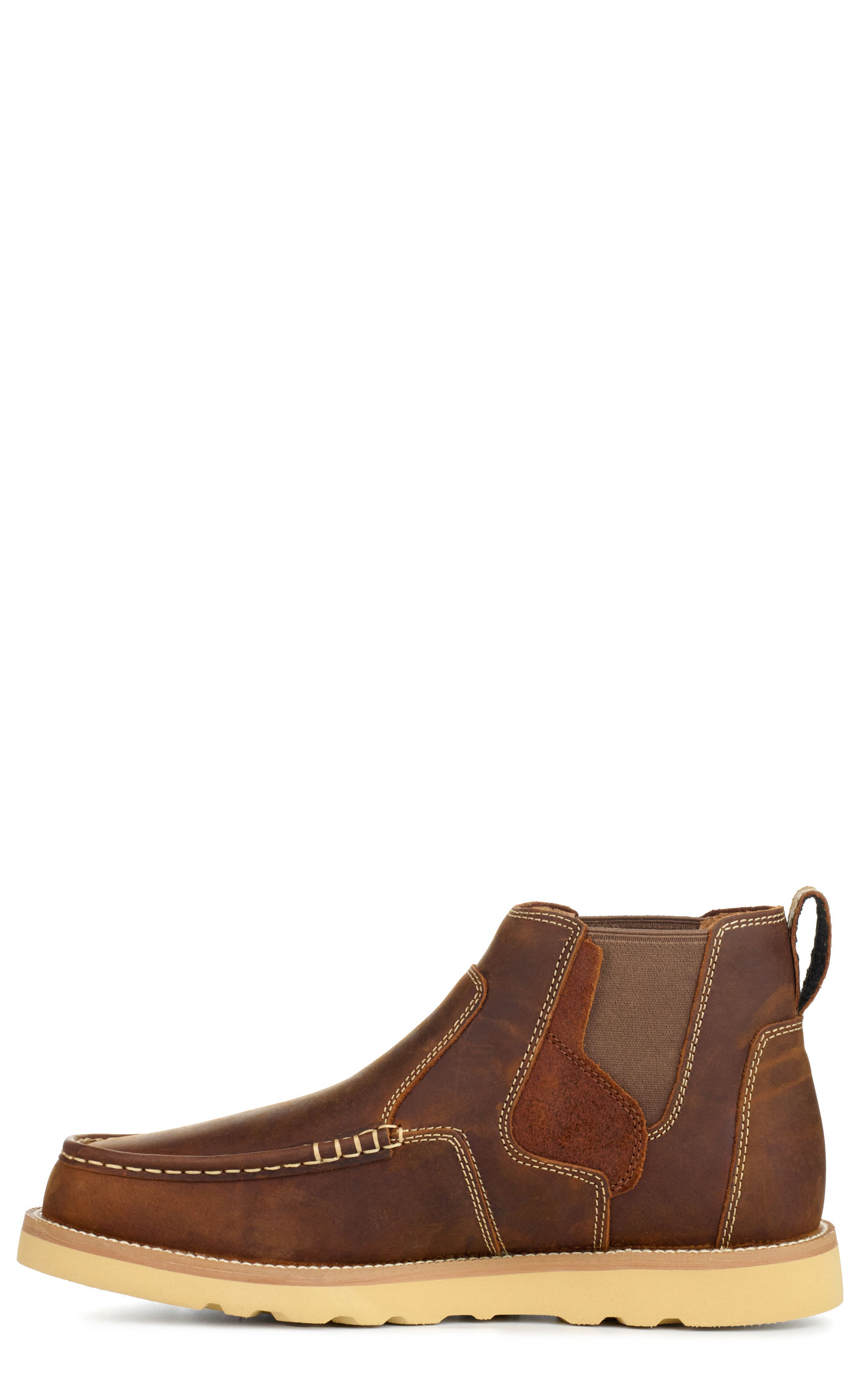 Twisted X Men's Oiled Saddle Brown Moc Toe Chelsea Wedge Shoe - Image 1