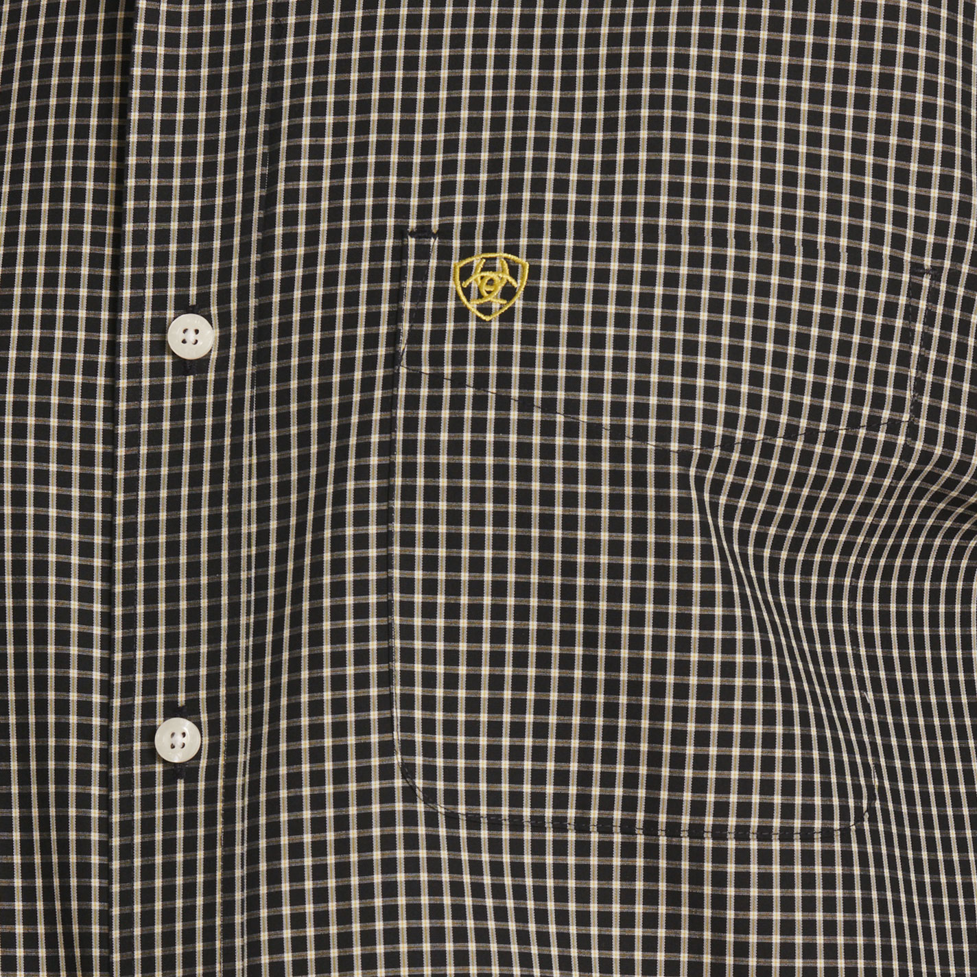 Ariat Men's Reuben Black & Khaki Plaid Grid Long Sleeve Western Shirt - Image 1